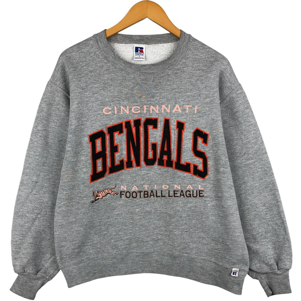 乐天商城 - 古着 90'S ラッセル Russell ATHLETIC NFL CINCINNATI BENGALS シンシナティベンガルズ 3連プリント スウェットシャツ トレーナー USA製 メンズM相当 ヴィンテージ /eaa599796 【中古】 【251218】 【SS2606_10】