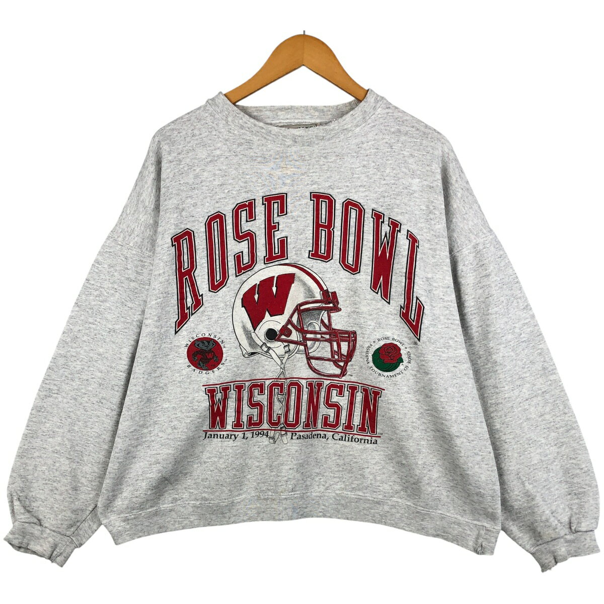 古着 90'S GALT SAND WISCONSIN ウィスコンシン大学 ROSE BOWL 1994 ローズボウル カレッジスウェットシャツ トレーナー USA製 メンズL相当 ヴィンテージ /eaa599799 【中古】 【251216】