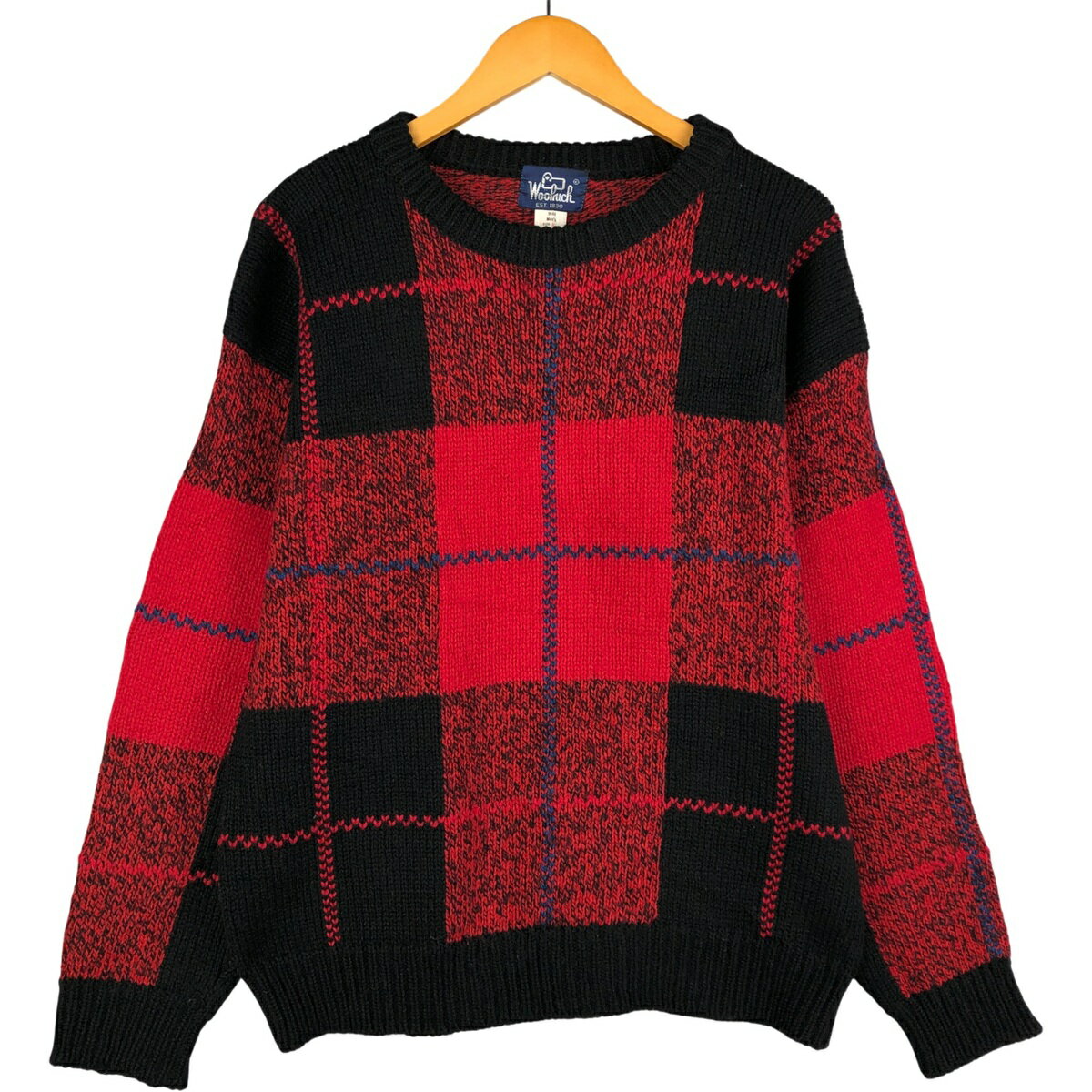 古着 80'S ウールリッチ WOOLRICH チェック柄 ウールニットセーター メンズM相当 ヴィンテージ /eaa600108 【中古】 【251117】 【ss2601_30】