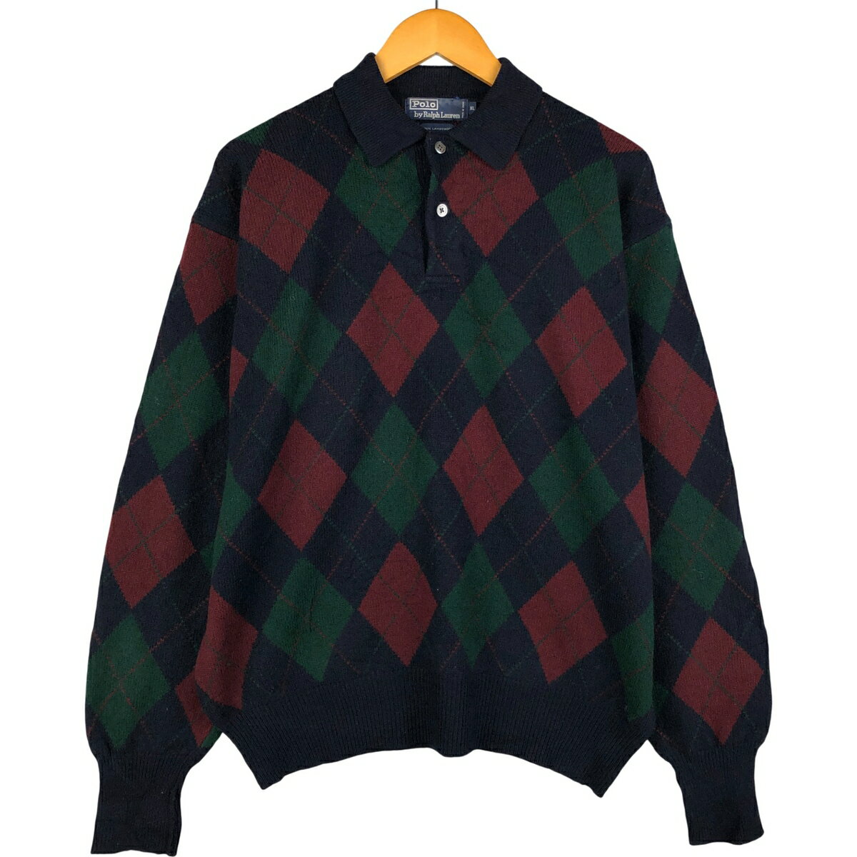 古着 ラルフローレン Ralph Lauren POLO by Ralph Lauren アーガイル柄 ポロニットセーター メンズXL相当 /eaa600149...