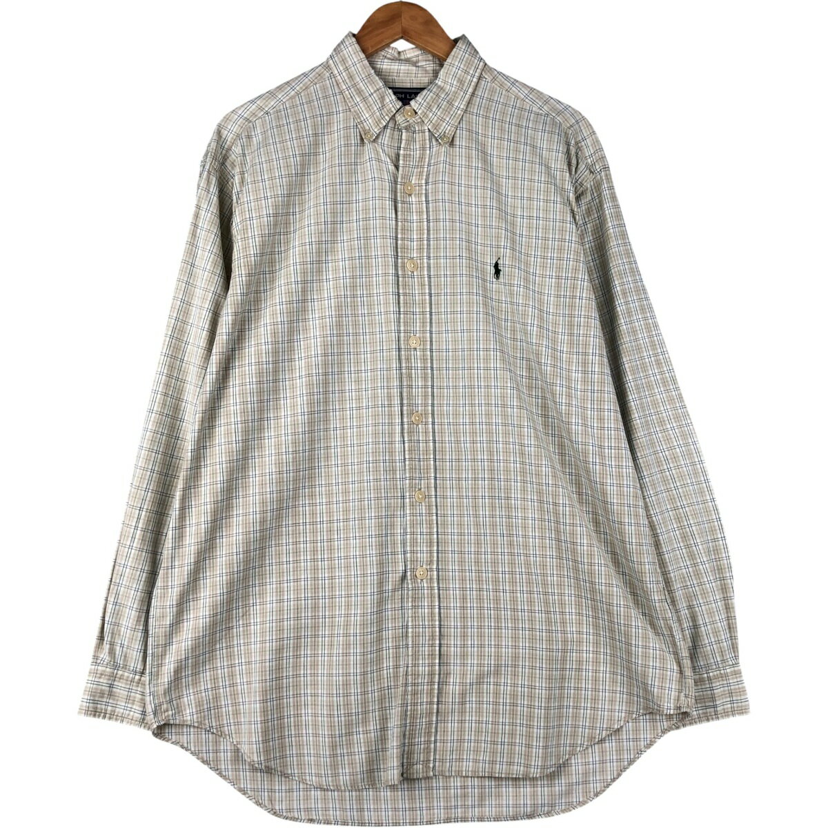 古着 ラルフローレン Ralph Lauren POLO SPORT ポロスポーツ 長袖 ボタンダウンチェックシャツ メンズL相当 /eaa600179 【中古】 【251116】 ベージュ系 春夏秋冬