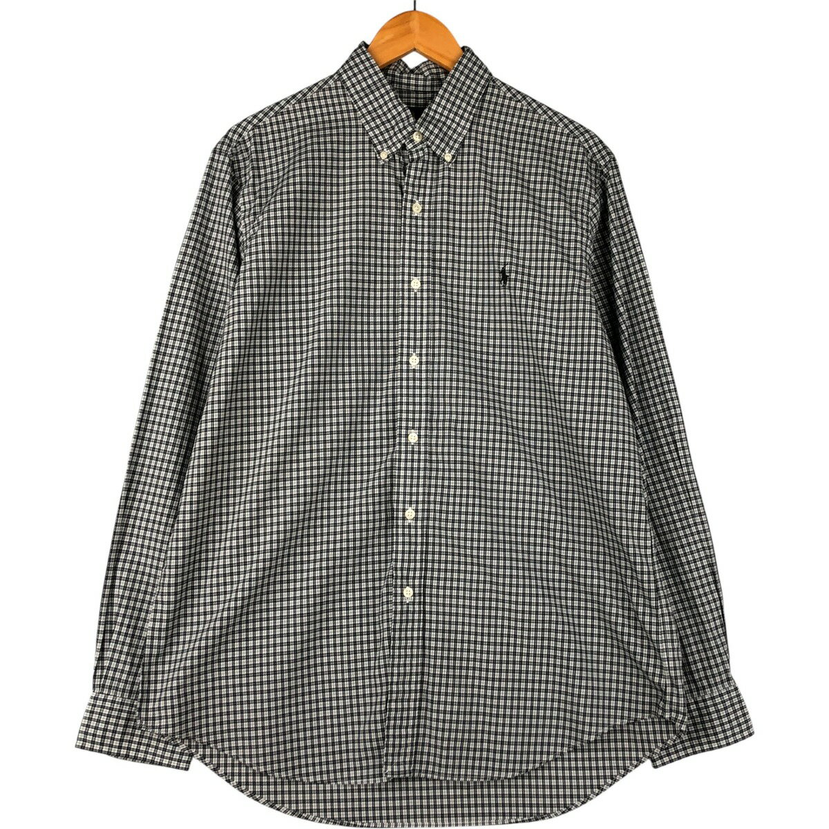 Rakuten - 古着 ラルフローレン Ralph Lauren 長袖 ボタンダウンチェックシャツ メンズL相当 /eaa600184 【中古】 【251116】 ブラック系 春夏秋冬