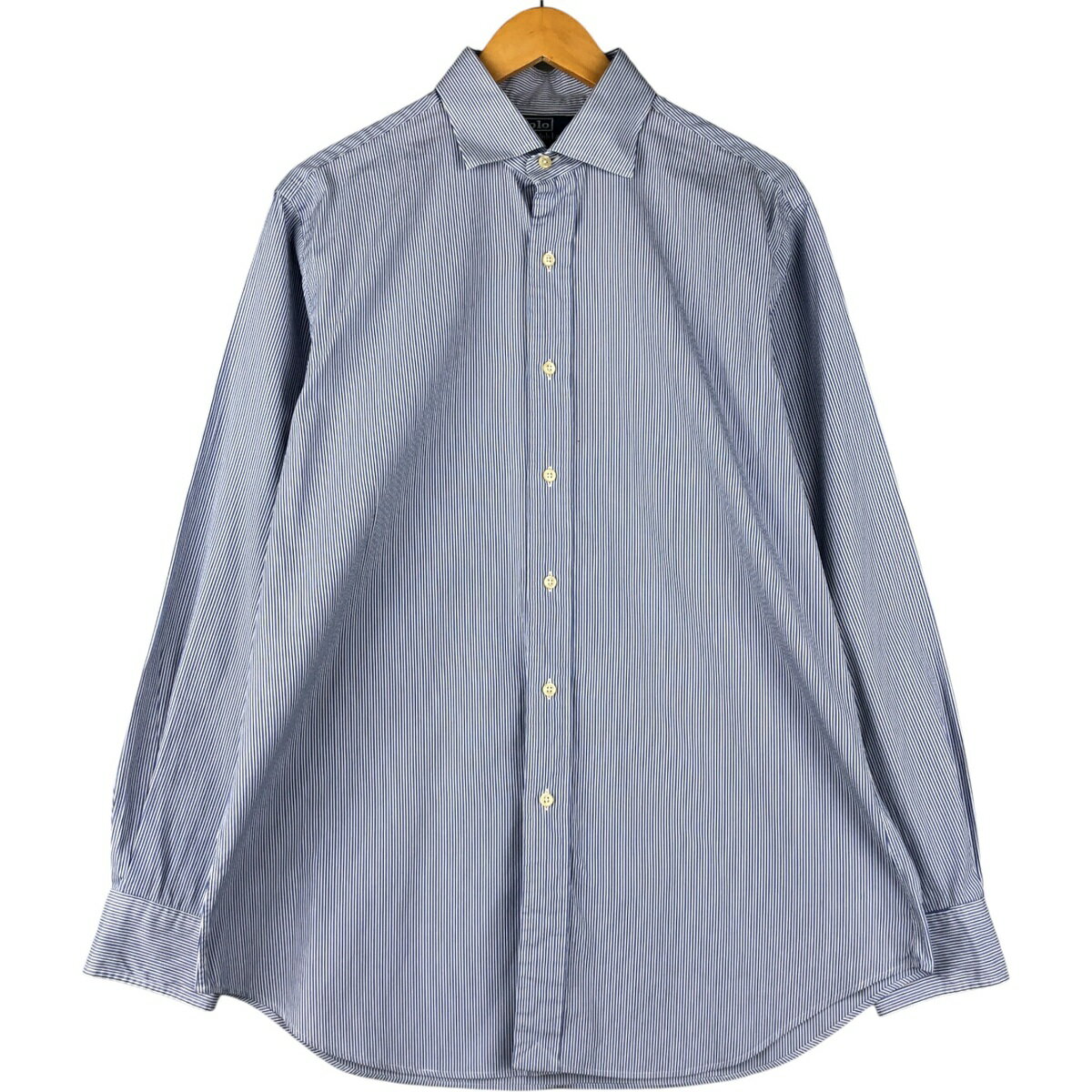 樂天商城 - 古着 ラルフローレン Ralph Lauren POLO by Ralph Lauren REGENT CLASSIC FIT 長袖 ワイドカラー ストライプシャツ メンズL相当 /eaa600199 【中古】 【251116】 【SS2606_10】