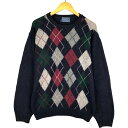 古着 N&B Classic アーガイル柄 Vネック ウールニットセーター スペイン製 メンズL相当 /eaa600262 【中古】 【251117】