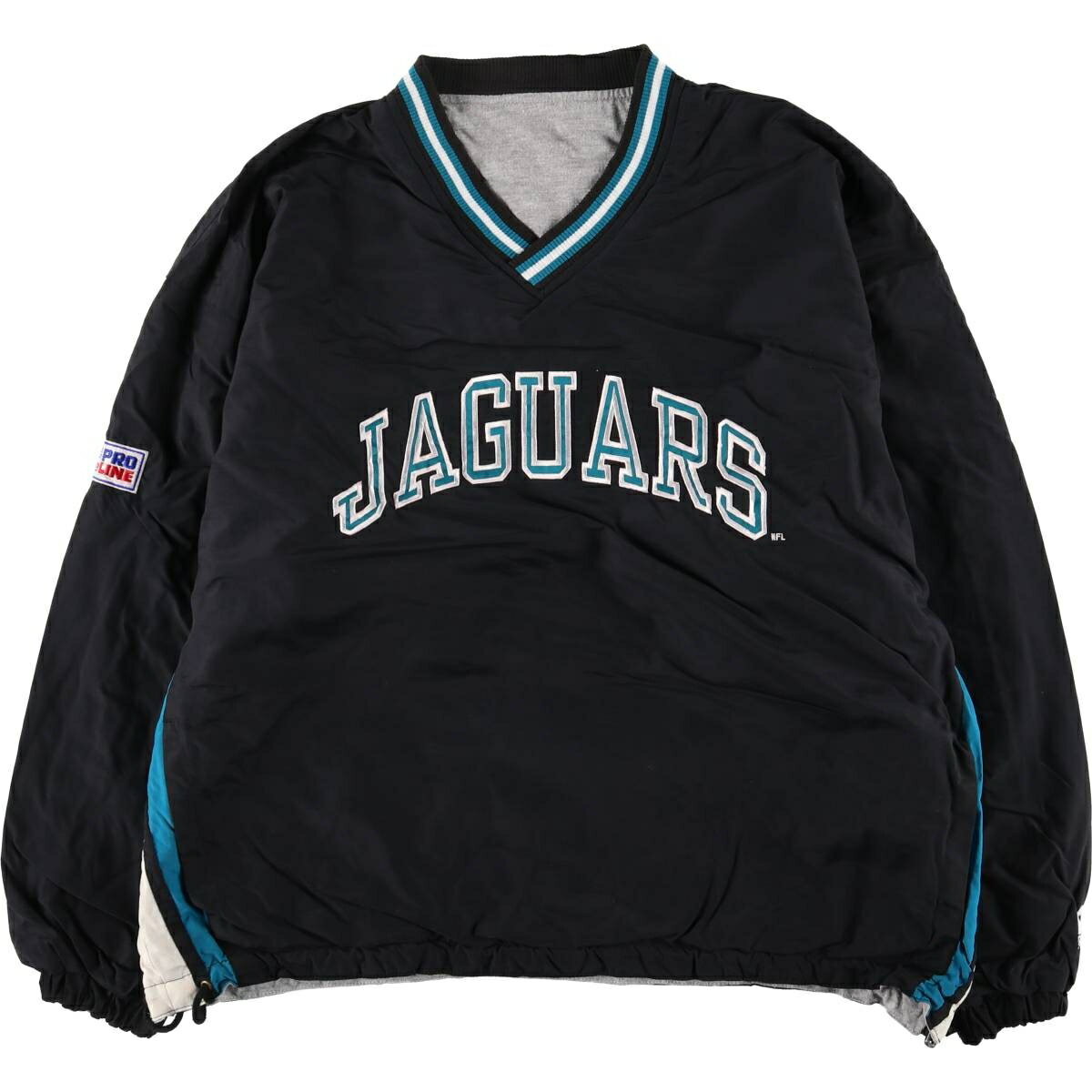 樂天商城 - 古着 90'S スターター Starter NFL JACKSONVILLE JAGUARS ジャクソンビル ジャガーズ 虎柄 タイガー柄 Vネック リバーシブル ナイロンプルオーバー メンズXL相当 ヴィンテージ /eaa600523 【中古】 【251116】 【SS2603_10】 ブラック系 春秋冬