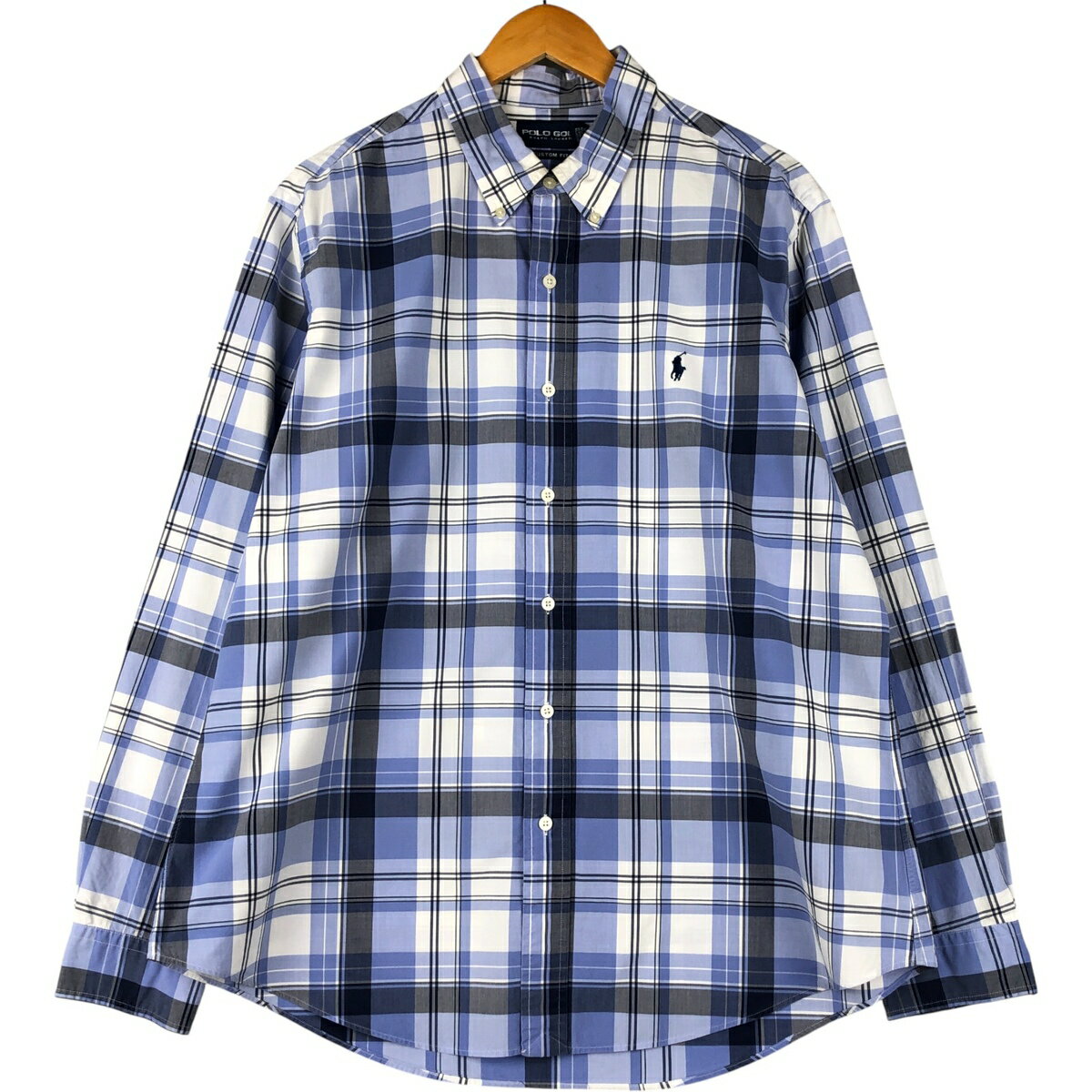 樂天商城 - 古着 ラルフローレン Ralph Lauren POLO GOLF ポロゴルフ CUSTOM FIT 長袖 ボタンダウンチェックシャツ メンズXL相当 /eaa600776 【中古】 【251116】