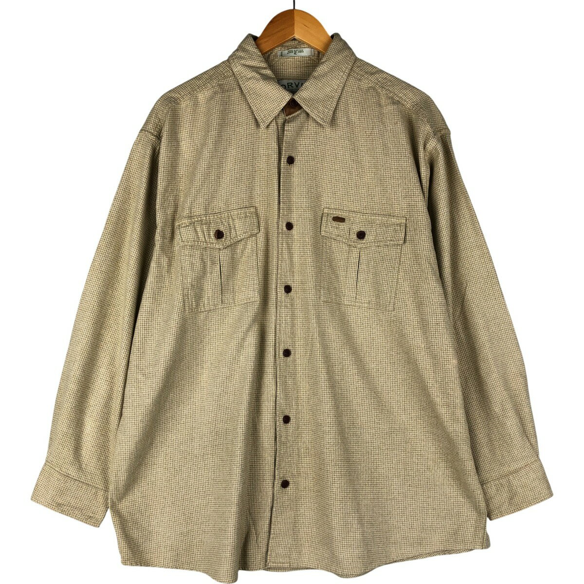 Rakuten - 古着 オービス ORVIS 千鳥格子柄 長袖 ライトネルチェックシャツ メンズXL相当 /eaa600855 【中古】 【251121】 ベージュ系 春夏秋冬