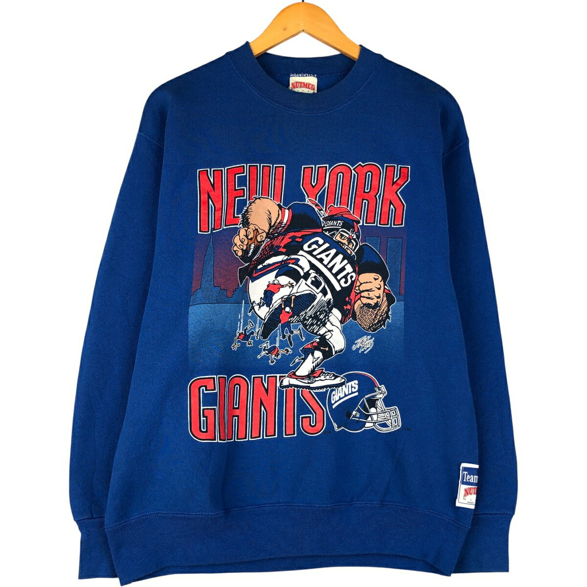古着 90'S NUTMEG NFL NEW YORK GIANTS ニューヨークジャイアンツ プリントスウェットシャツ トレーナー USA製 メンズL相当 ヴィンテージ /eaa601001 【中古】 【251118】