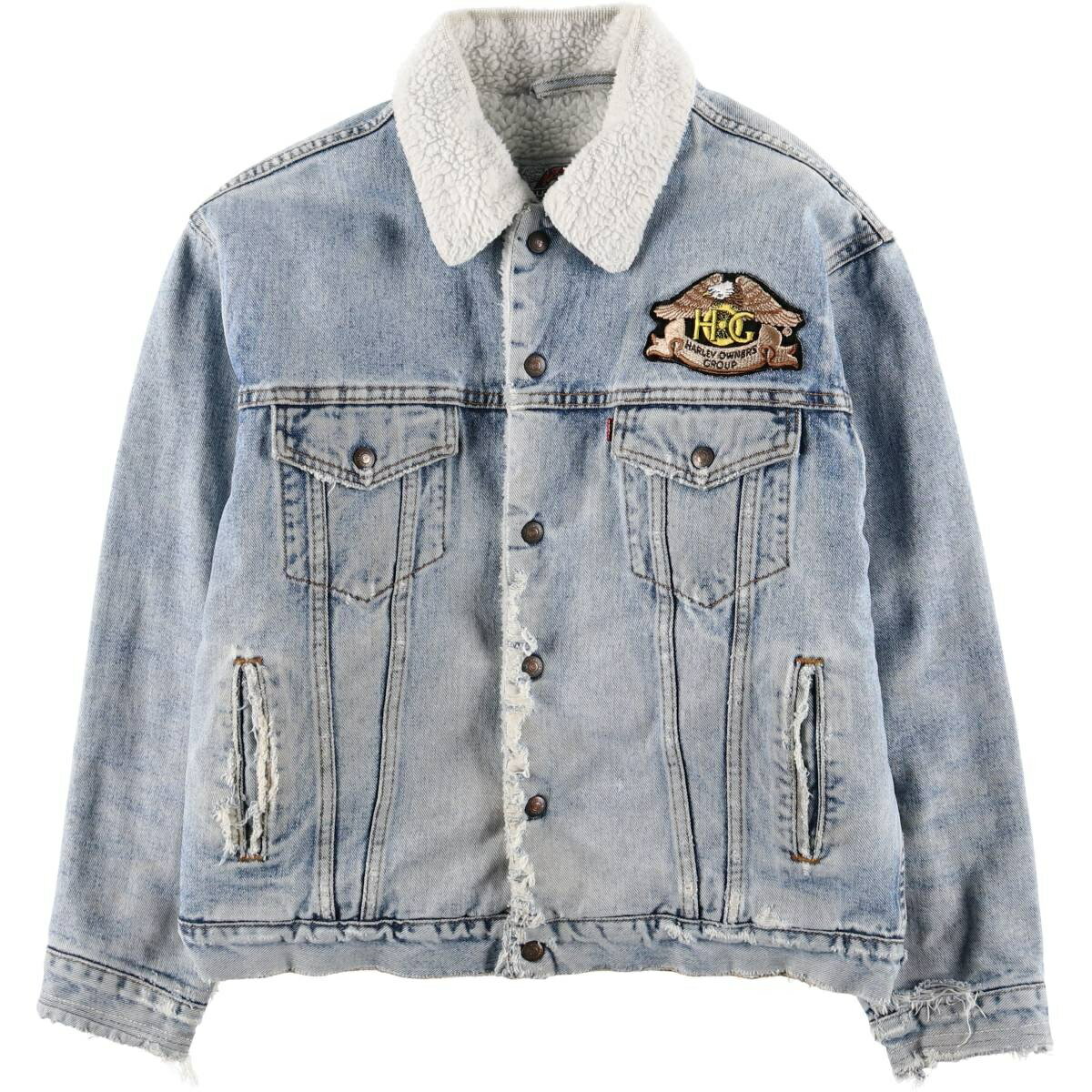 Rakuten - 古着 90'S リーバイス Levi's Harley-Davidson ハーレーダビッドソン 鷲柄 イーグル柄 デニムボアジャケット メンズM相当 ヴィンテージ /eaa601331 【中古】 【251125】 【SS2603_10】 ブルー系 春秋冬