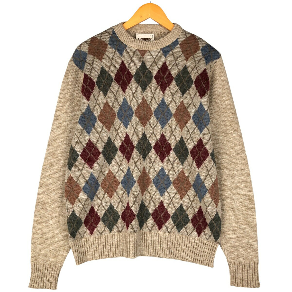 古着 70~80'S キャンパス CAMPUS アーガイル柄 ニットセーター USA製 メンズL相当 ヴィンテージ /eaa601905 【中古】 【25112...