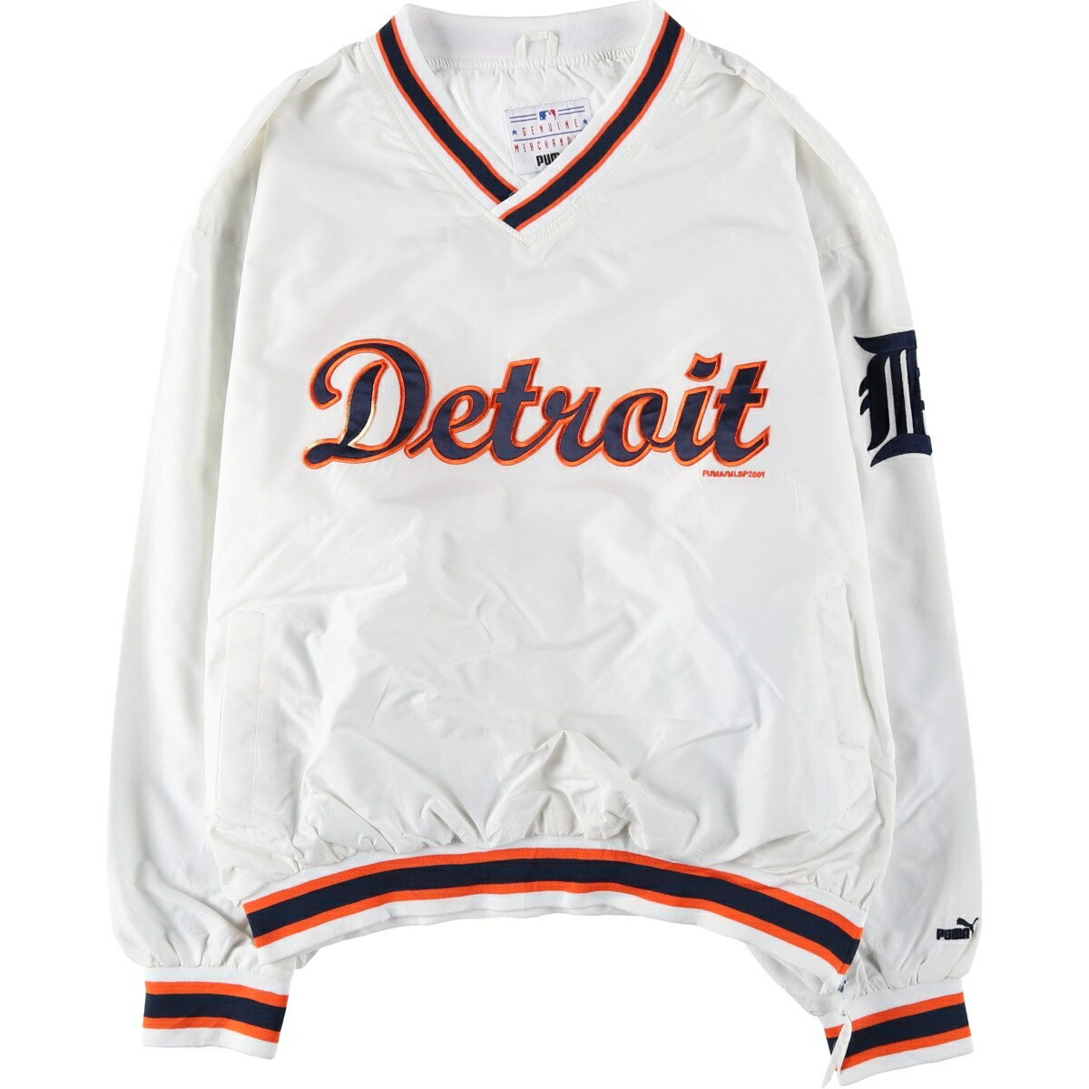 Rakuten - 古着 90'S プーマ PUMA MLB DETROIT TIGERS デトロイトタイガース Vネック ウォームアッププルオーバー メンズXL相当 ヴィンテージ /eaa602073 【中古】 【251129】 【SS2603_10】 ホワイト系 春秋冬
