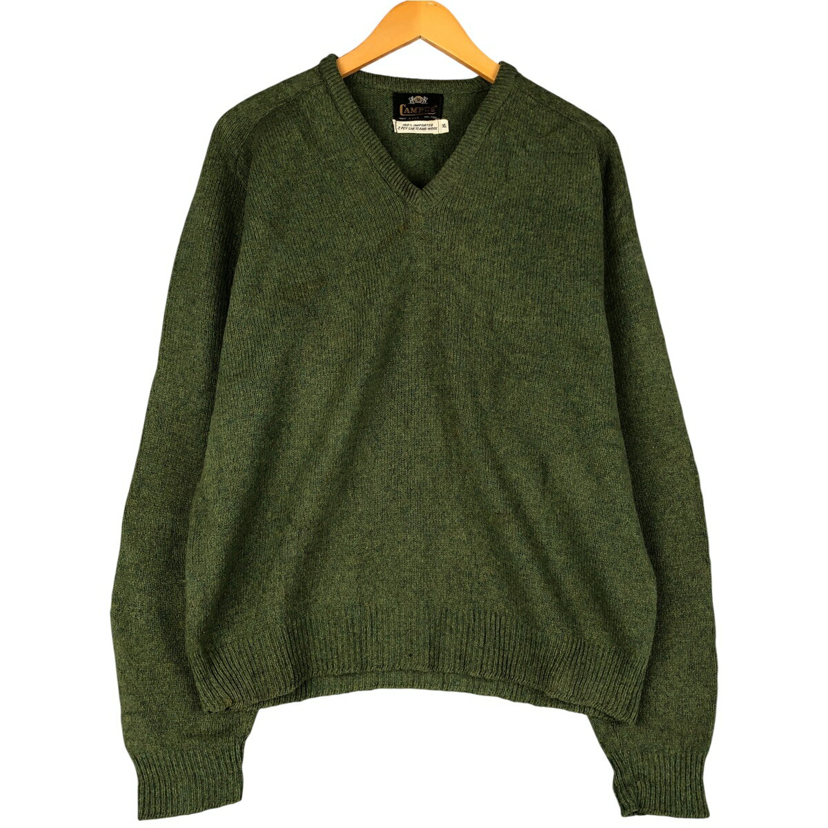 古着 70'S キャンパス CAMPUS Vネック ウールニットセーター USA製 メンズXL相当 ヴィンテージ /eaa602..