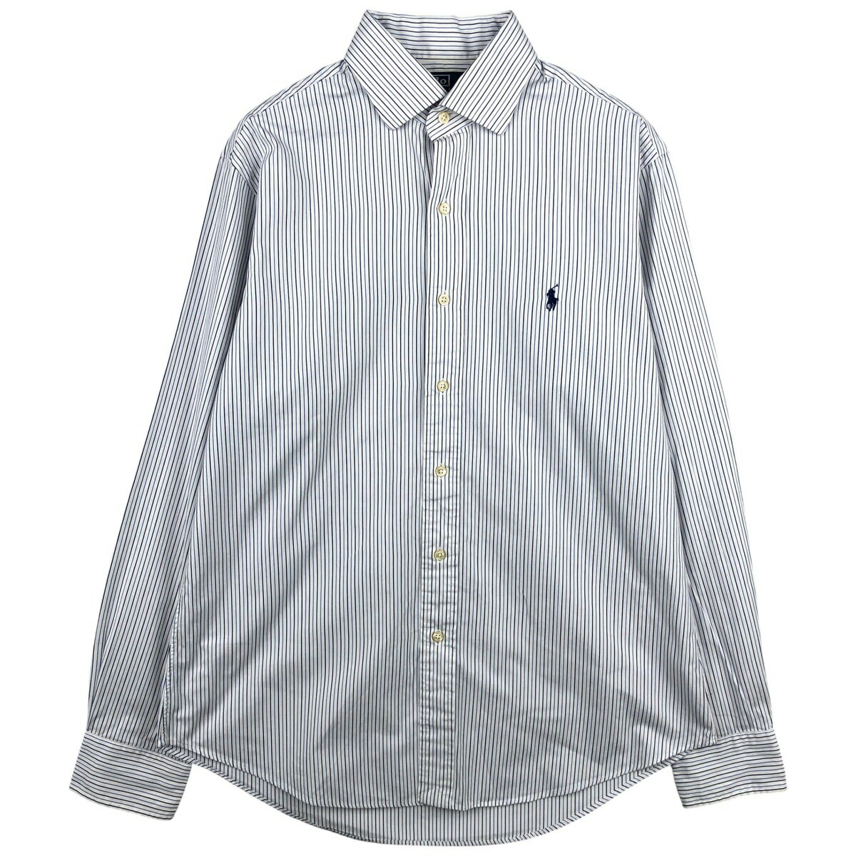 Casual Shirts - 古着 ラルフローレン Ralph Lauren POLO by Ralph Lauren CUSTOM FIT DRESS SHIRT 長袖 コットンストライプシャツ メンズL相当 /eaa602390 【中古】 【251229】 【NH-2508】 ホワイト系 春夏秋冬