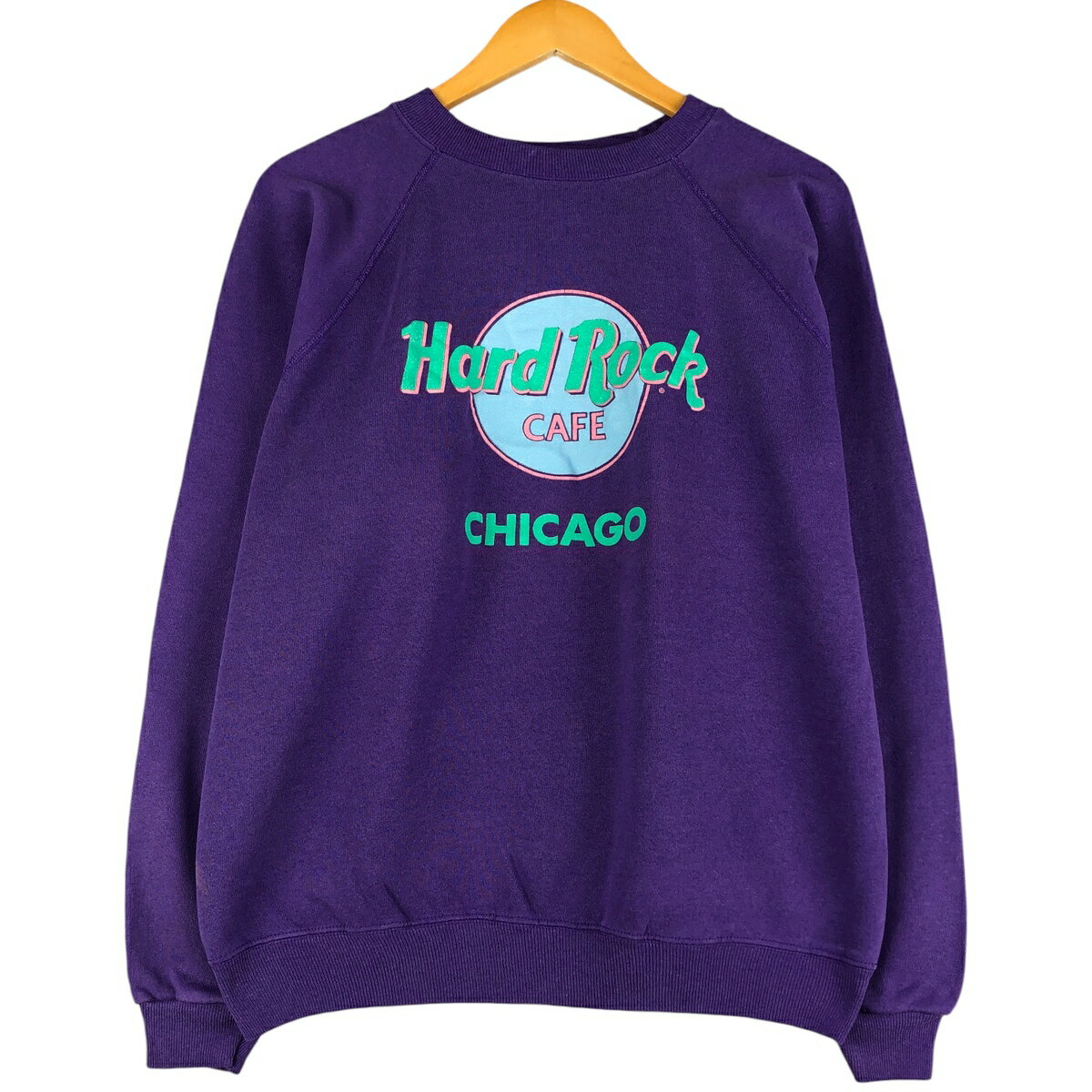 Rakuten - 古着 80'S ヘインズ Hanes 青タグ HARD ROCK CAFE ハードロックカフェ アドバタイジング スウェットシャツ トレーナー USA製 メンズXL相当 ヴィンテージ /eaa602583 【中古】 【251203】 パープル系 春夏秋冬