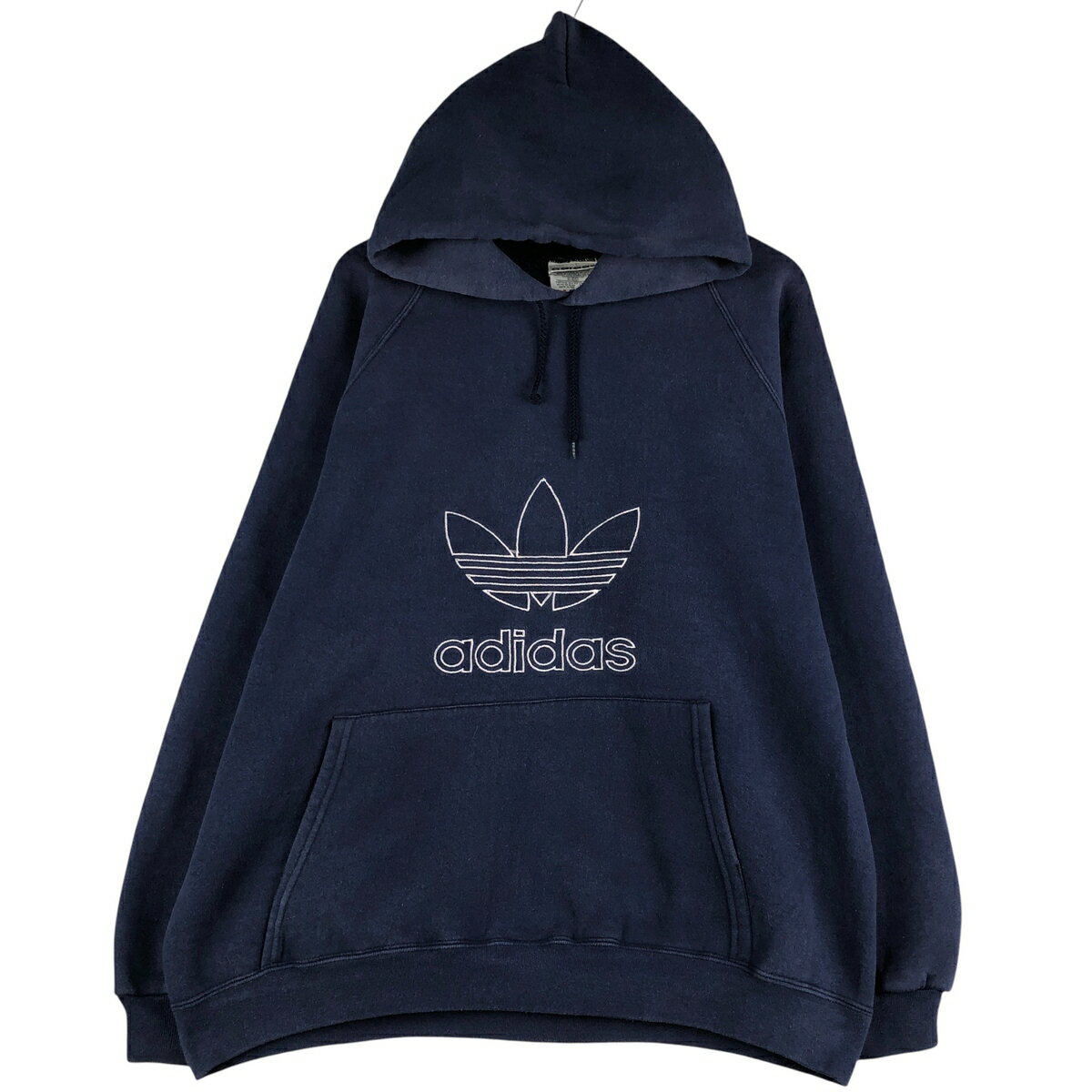 古着 90'S アディダス adidas トレフォイルロゴ スウェットプルオーバーパーカー USA製 メンズXL相当 ..