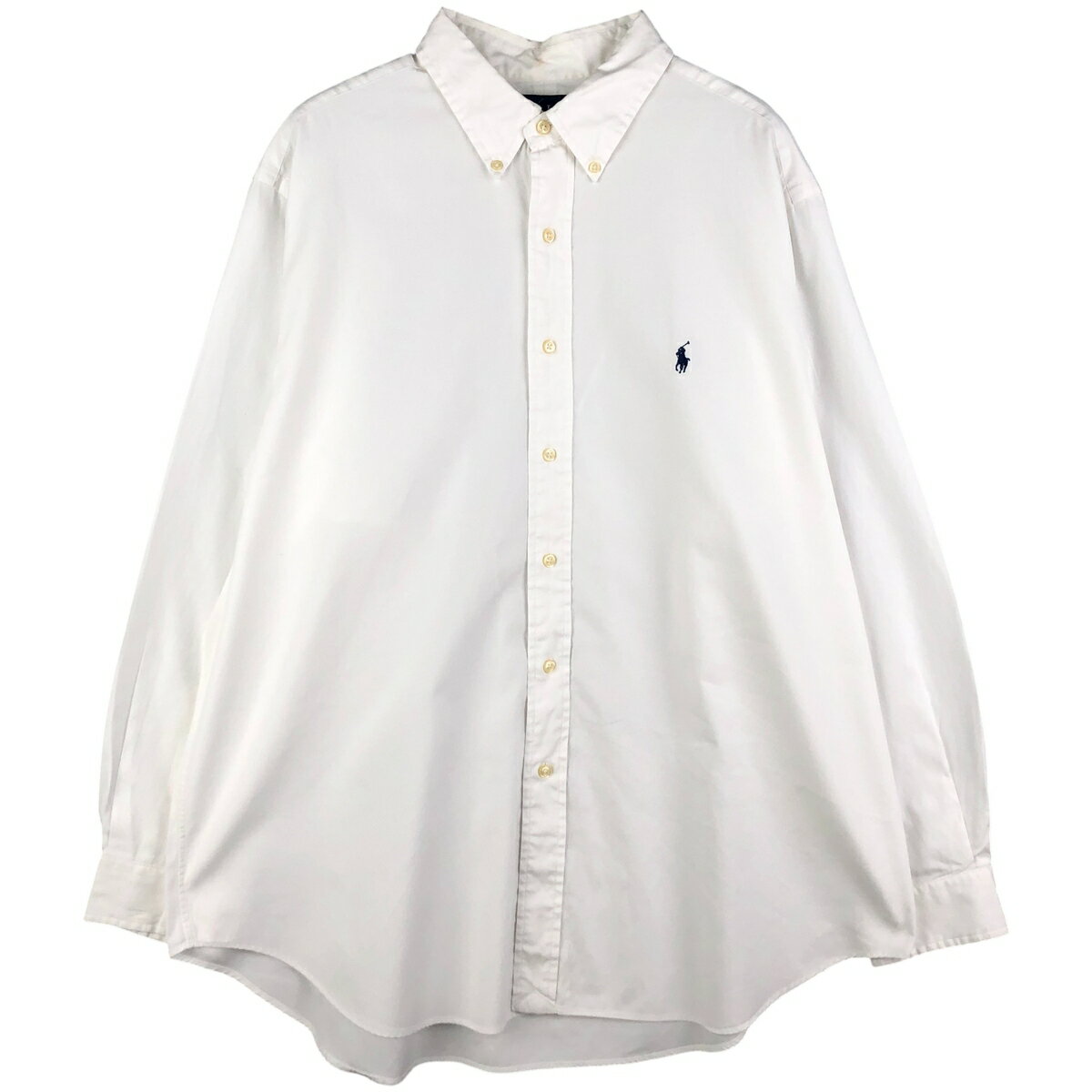 商品詳細 ブランド・Ralph Lauren・ラルフローレン・ 特徴・薄手・長袖・ボタンダウン・ モデル/形状・CLASSIC FIT・長袖 ボタンダウンシャツ・ 素材・コットン:100%・ 色・ホワイト系 白色・ 柄・無地・ワンポイント・ 生産国・香港製・ 年代 サイズ・メンズXL・表記サイズ:17 1/2・着丈:81cm・身幅:67.5cm・肩幅:52cm・袖丈:62cm・ コンディション・C・ カテゴリ・メンズ・トップス・長袖シャツ・長袖ボタンダウンシャツ・ 商品番号・eaa602734・ 取扱店・・ スタッフコメントRalph Lauren CLASSIC FIT 長袖 ボタンダウンシャツ / メンズXL / 商品番号 eaa602734 USEDですので使用感などございますが、まだまだご愛用していただけます。 古着という事をご理解の上ご注文よろしくお願いします。 【状態追記】 ●内、襟に汚れ※状態は当社独自の基準です。 着用感表記サイズ着丈身幅肩幅袖丈 メンズXL17 1/2(サイズ表記17 1/2ですが、計測値&着用感でメンズXL相当です)81cm67.5cm52cm62cm ※測定値の若干の誤差はご了承下さい。サイズガイドはこちら ブランドRalph Laurenラルフローレン 特徴薄手 / 長袖 / ボタンダウンモデル/形状CLASSIC FIT / 長袖 ボタンダウンシャツ素材コットン:100%色ホワイト系 白色柄無地 / ワンポイント生産国香港製年代-カテゴリ長袖ボタンダウンシャツ商品番号eaa602734取扱店　　 ラルフローレンの他の商品を見る長袖ボタンダウンシャツの他の商品を見る