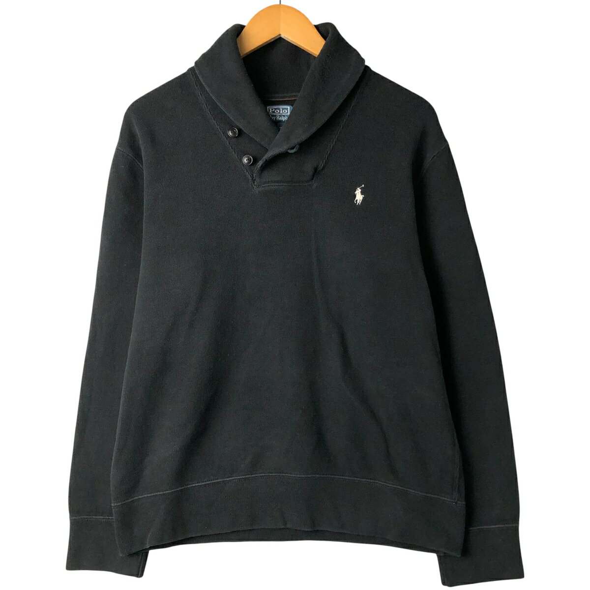 樂天商城 - 古着 ラルフローレン Ralph Lauren POLO by Ralph Lauren ショールカラー ワンポイントロゴスウェットシャツ トレーナー メンズL相当 /eaa602783 【中古】 【251207】 【NH-2508】 ブラック系 春夏秋冬