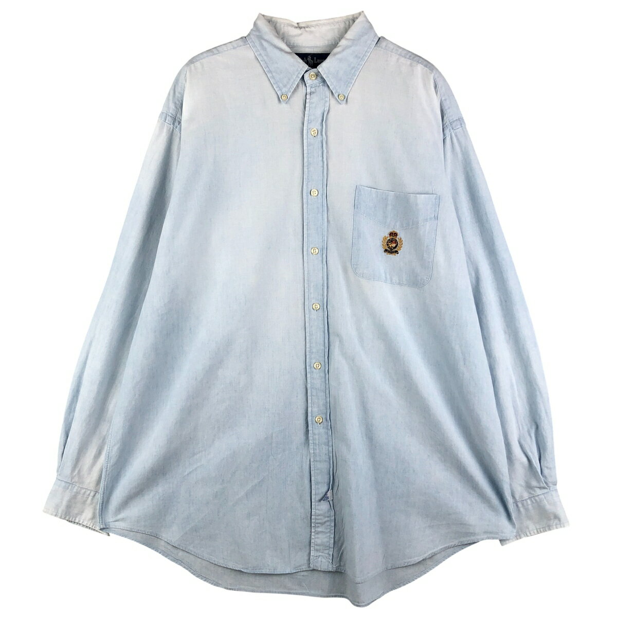 Rakuten - 古着 ラルフローレン Ralph Lauren 長袖 ボタンダウン シャンブレーシャツ メンズXL相当 /eaa602870 【中古】 【251205】 【NH-2508】 ブルー系 春夏秋冬