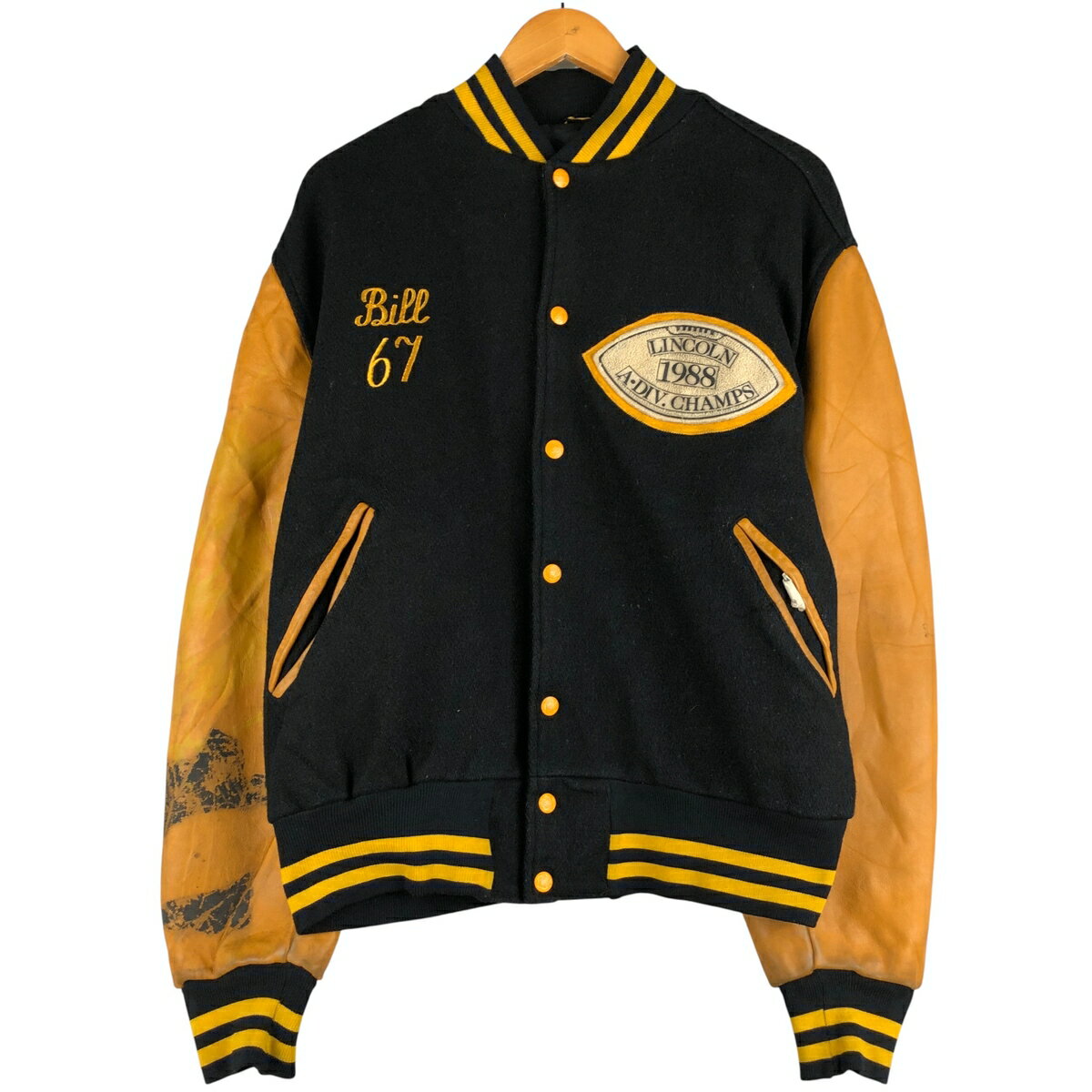 古着 80'S MAPLE 袖革ウールボタンスタジャン バーシティジャケット USA製 メンズXL相当 ヴィンテージ /eaa603047 【中古】 【251206】 【CF2512】 【ss2601_10】