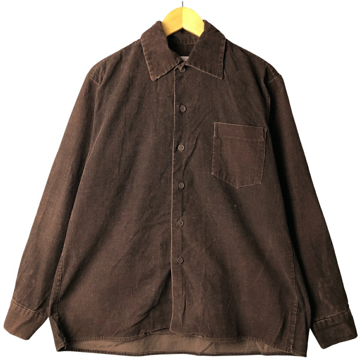 樂天商城 - 古着 Donna ワイドカラー 長袖 コーデュロイシャツ メンズL相当 /eaa603802 【中古】 【251204】 ブラウン系 春夏秋冬