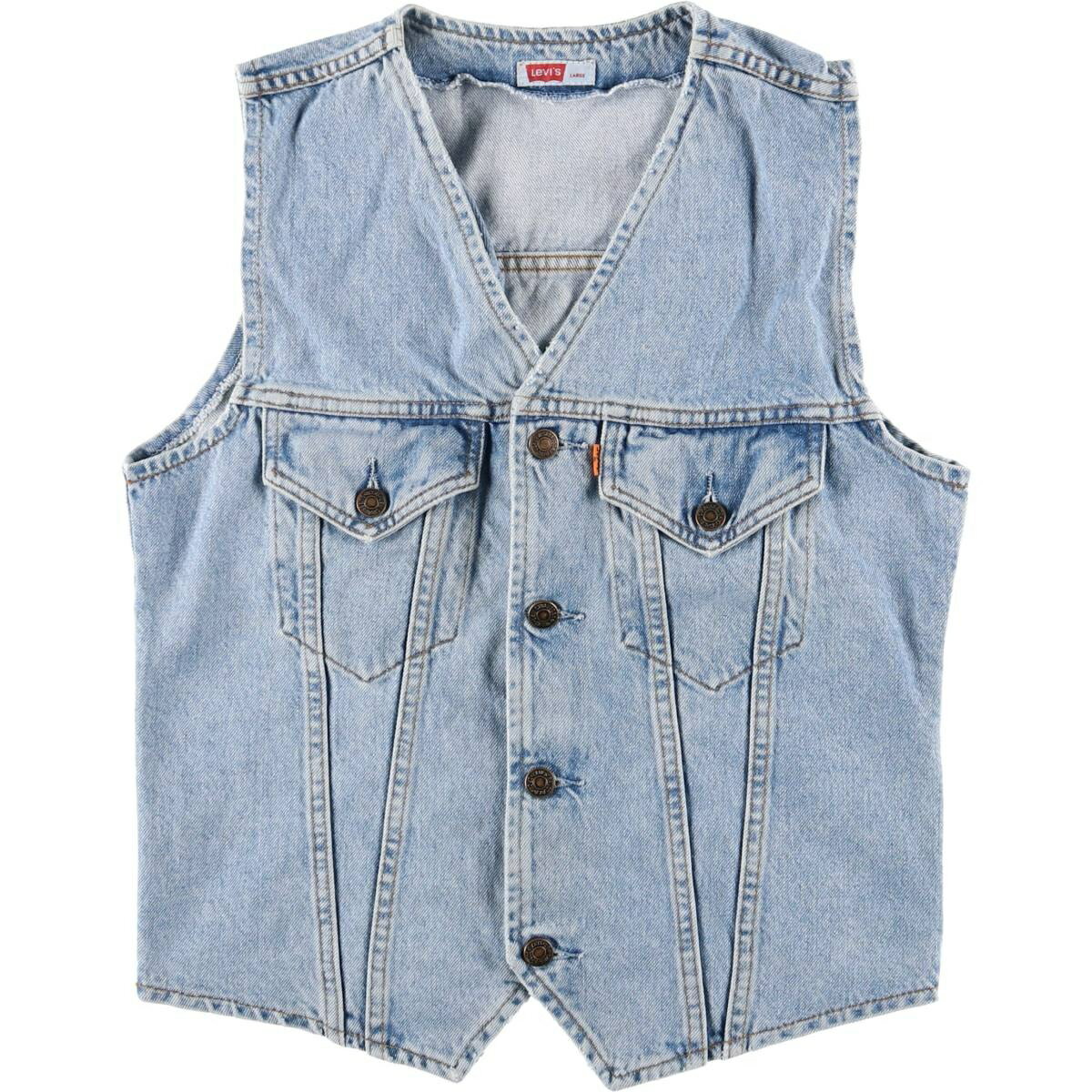 古着 90'S リーバイス Levi's 70606-0283 オレンジタブ デニムベスト メンズL相当 ヴィンテージ /eaa603922 【中古】 【251126】 【SS2603_10】 ブルー系 春秋冬