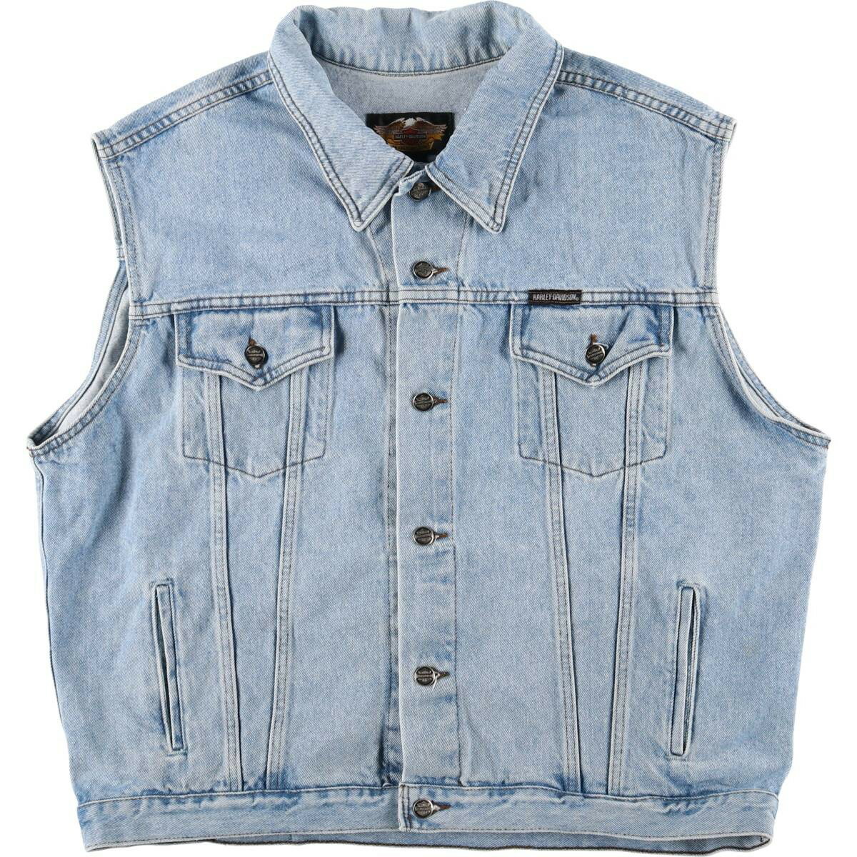 古着 00'S ハーレーダビッドソン Harley-Davidson バックロゴ デニムベスト カナダ製 メンズXL相当 /eaa603925 【中古】 【251126】(4.0)