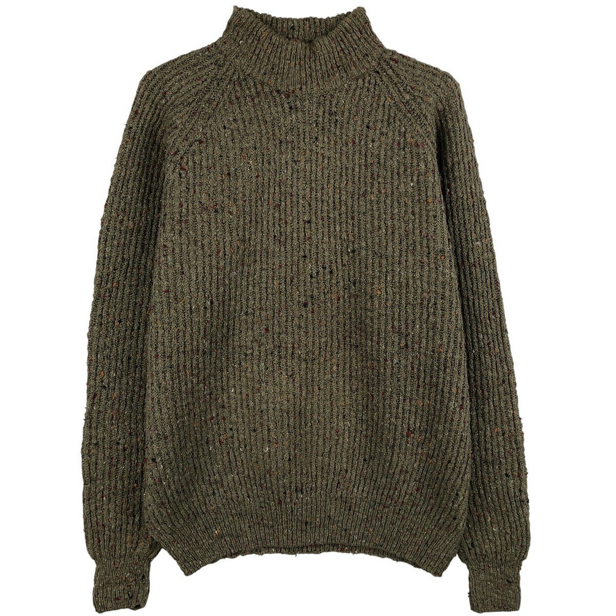 Long-Sleeved - 古着 80'S バナナリパブリック BANANA REPUBLIC カラーネップ ハイネック リブ編み コットンニットセーター メンズS相当 ヴィンテージ /eaa604447 【中古】 【260102】 【NH-2508】 カーキ系 秋冬