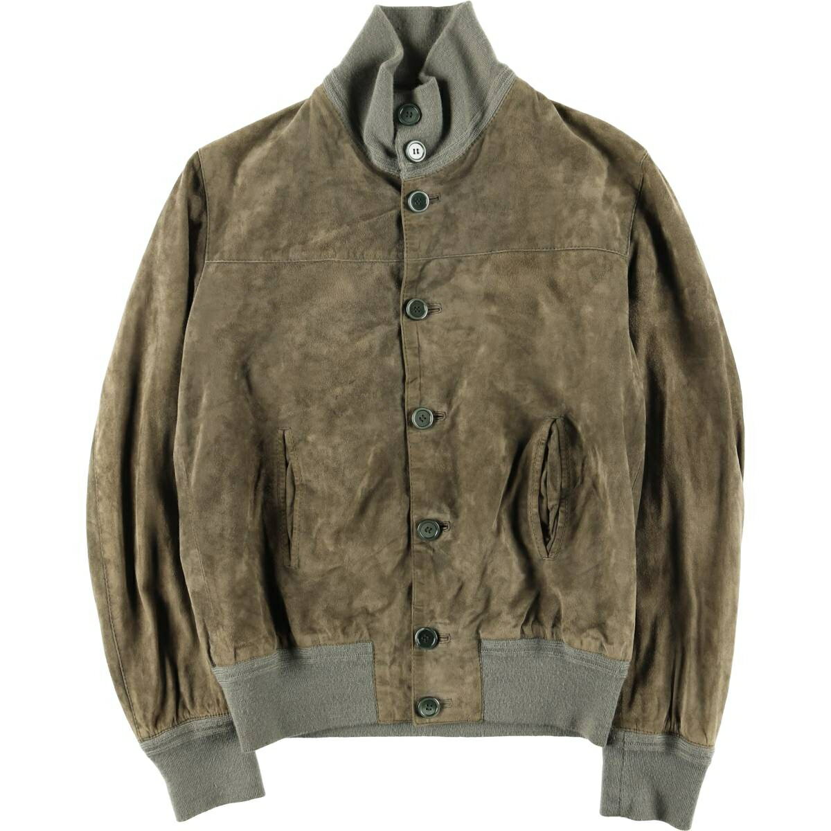 Rakuten - 古着 スタンドカラー スエードレザーブルゾン メンズS相当 /eaa604583 【中古】 【260111】 カーキ系 春秋冬