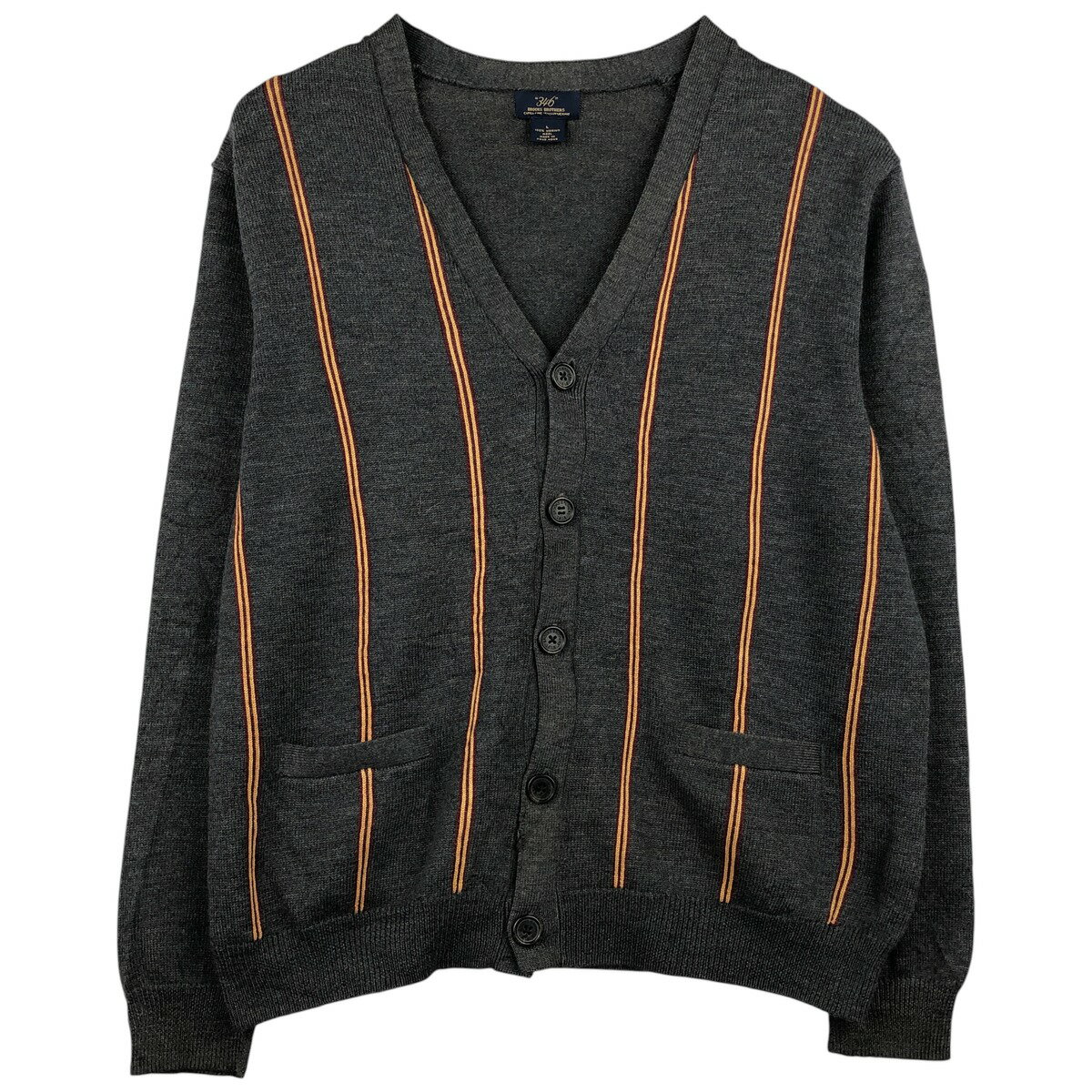 古着 ブルックスブラザーズ Brooks Brothers 346 ストライプ柄 ウールニットカーディガン 香港製 メンズL相当 /eaa604729 【中古】 【260102】