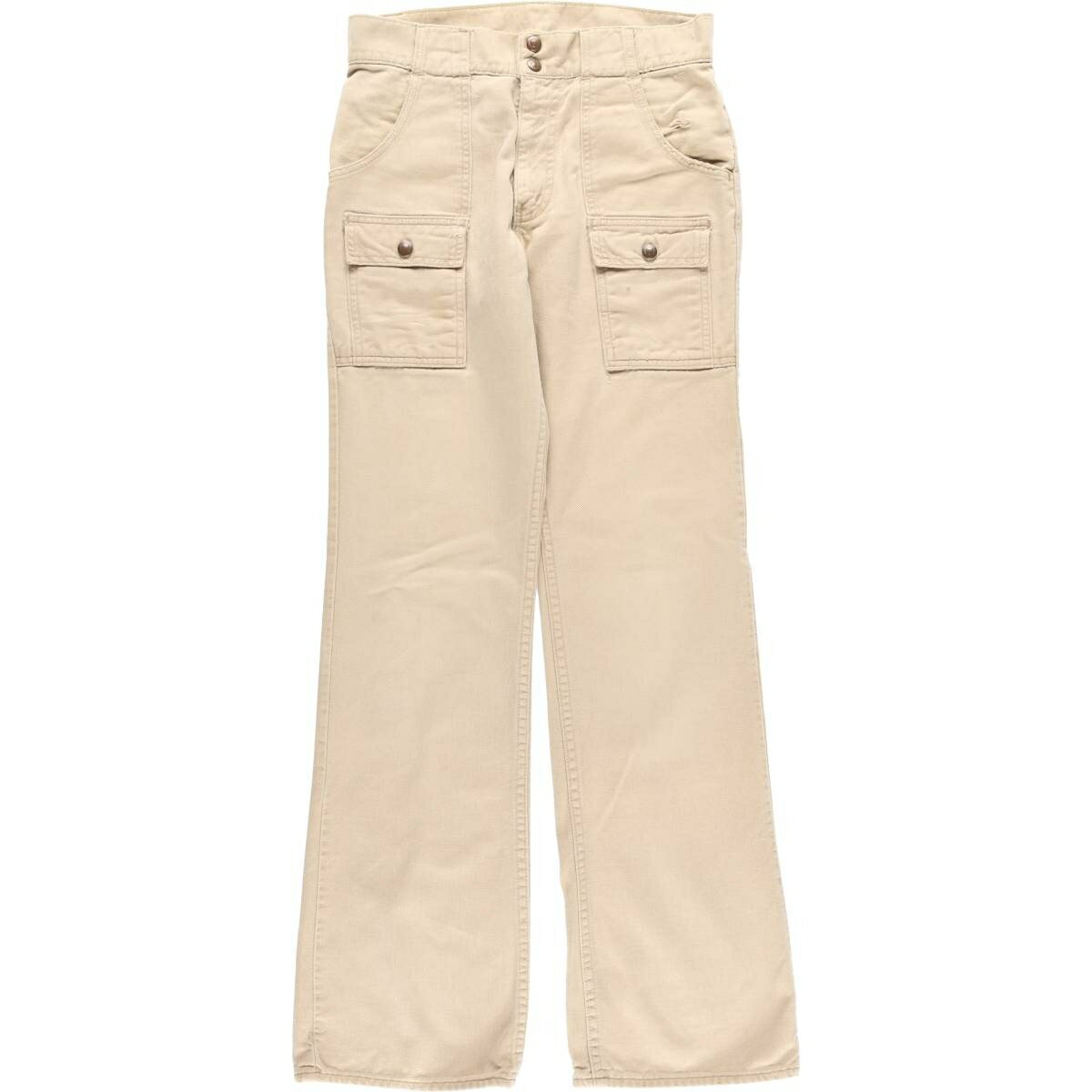 Rakuten - 古着 70'S リーバイス Levi's フレアカットデニムパンツ ブッシュパンツ USA製 レディースL(w30)相当 ヴィンテージ /eaa605193 【中古】 【251227】 【Elulu/エルル】 【CF2512】 ベージュ系 春夏秋冬