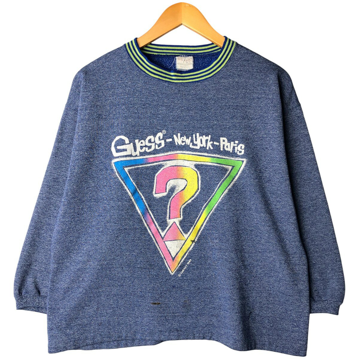 樂天商城 - 古着 80'S ゲス Guess ロゴスウェットシャツ トレーナー USA製 メンズM相当 ヴィンテージ /eaa605213 【中古】 【251228】 ネイビー系 春夏秋冬