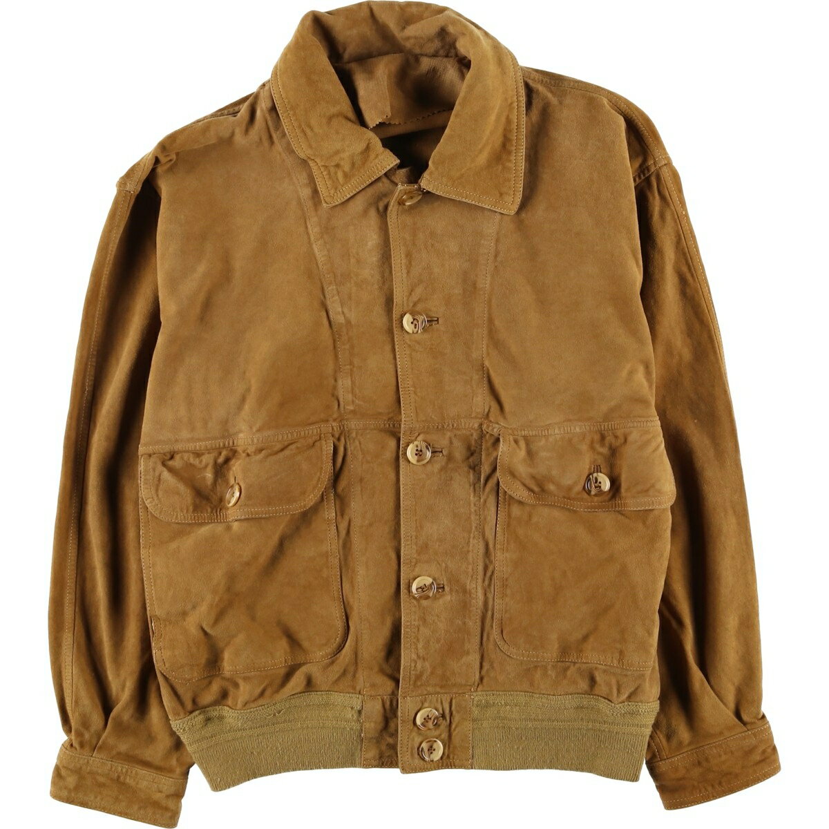 樂天商城 - 古着 Johns and Son's 襟付き スエードレザーブルゾン メンズL相当 /eaa605380 【中古】 【260109】 ブラウン系 春秋冬