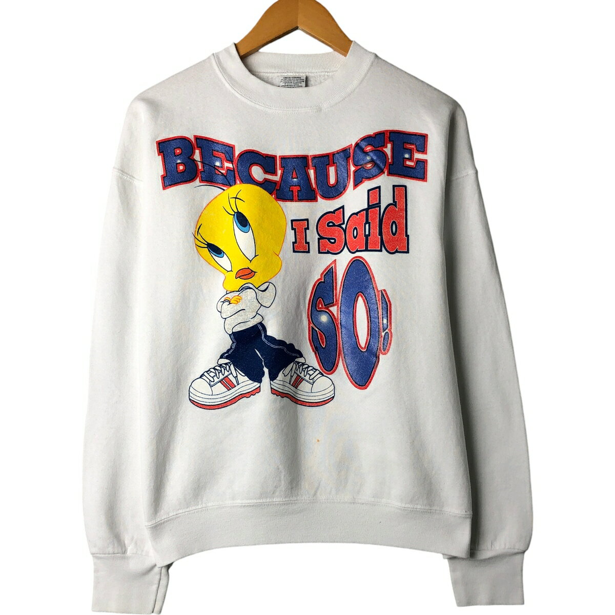 Rakuten - 古着 90'S ルーニー テューンズ LOONEY TUNES TWEETY トウィーティー キャラクタースウェットシャツ トレーナー メンズL相当 ヴィンテージ /eaa605613 【中古】 【251229】 ホワイト系 春夏秋冬