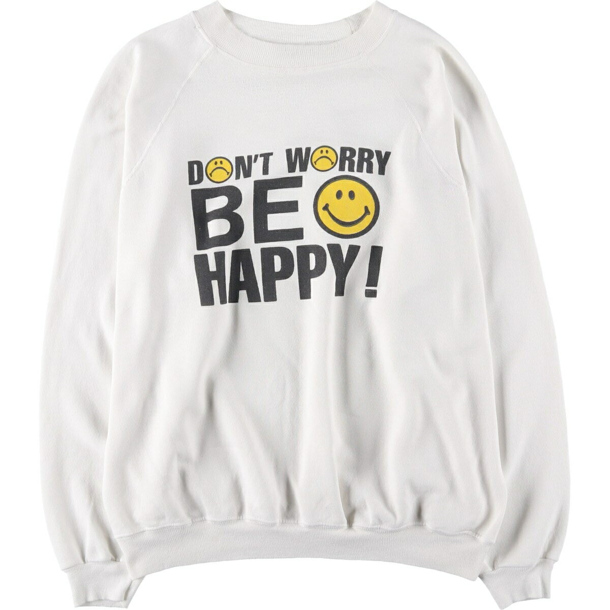 Rakuten - 古着 80~90'S ヘインズ Hanes 青タグ スマイル メッセージプリントスウェットシャツ トレーナー USA製 メンズXL相当 ヴィンテージ /eaa605814 【中古】 【260102】 【GR-UN-2602】 ホワイト系 春夏秋冬