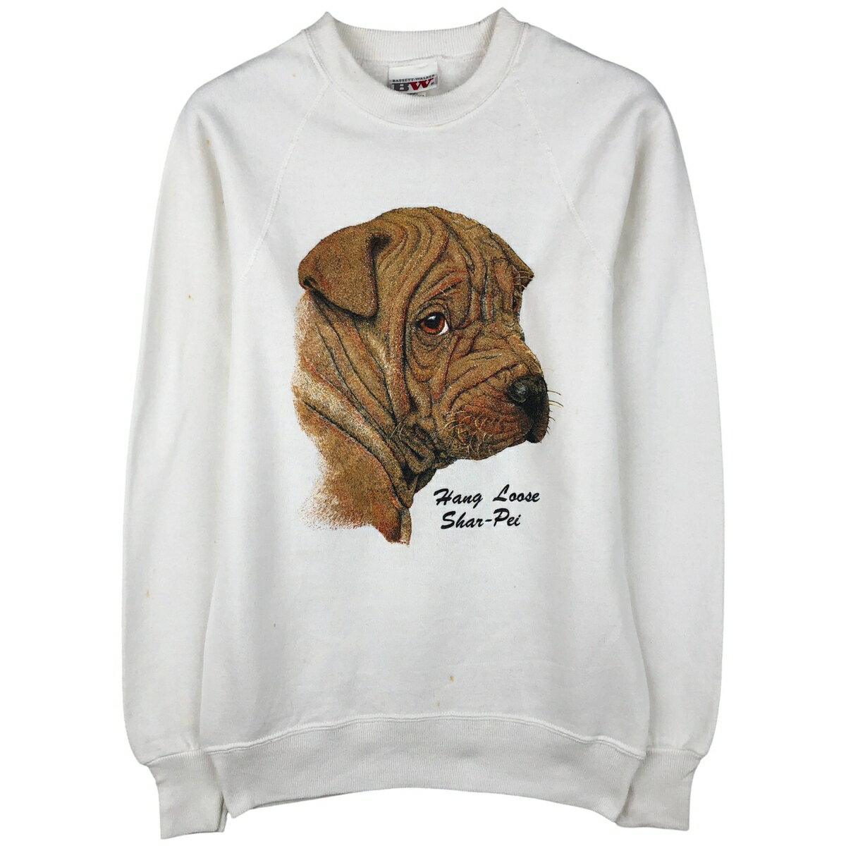 樂天商城 - 古着 80~90'S BASSETT-WALKER SHAR PEI シャーペイ 犬柄 アニマル スウェットシャツ トレーナー USA製 レディースS相当 ヴィンテージ /eaa605881 【中古】 【260109】 【ADEL/アデル】 【NH-2508】 ホワイト系 春夏秋冬