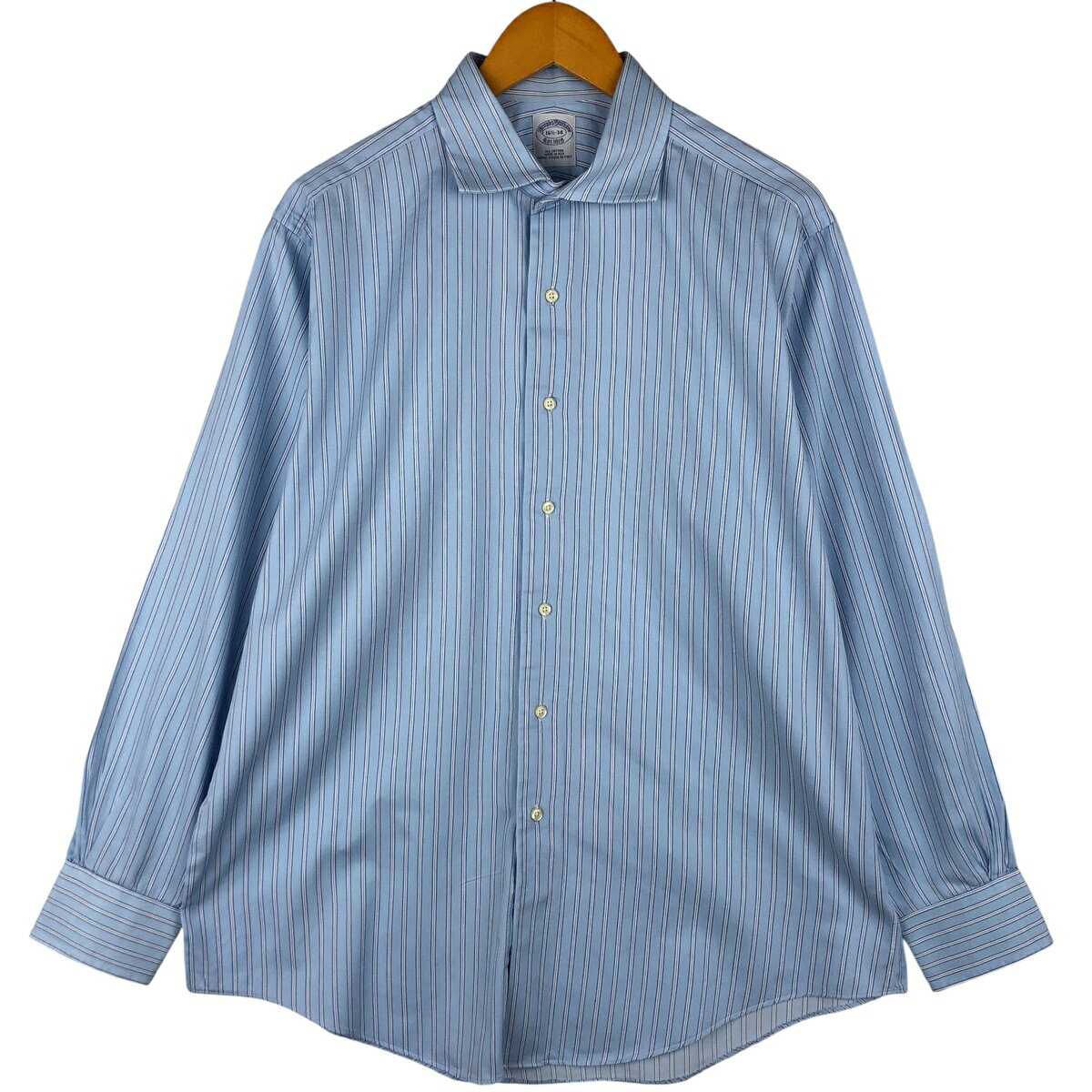 Rakuten - 古着 80~90'S ブルックスブラザーズ Brooks Brothers Est.1818 ワイドカラー 長袖 コットンストライプシャツ USA製 メンズL相当 ヴィンテージ /eaa605945 【中古】 【260102】 【SS2606_10】
