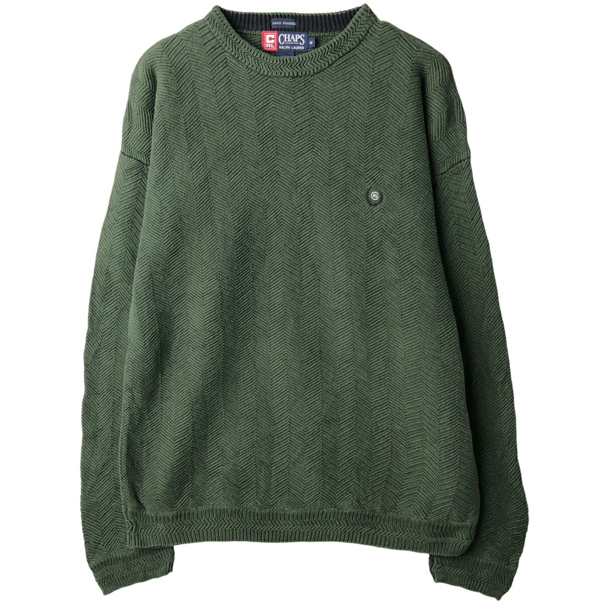 Rakuten - 古着 ラルフローレン Ralph Lauren CHAPS チャップス ヘリンボーン コットンニットセーター メンズM相当 /eaa605983 【中古】 【260130】 【NH-2508】 【SS2606_10】