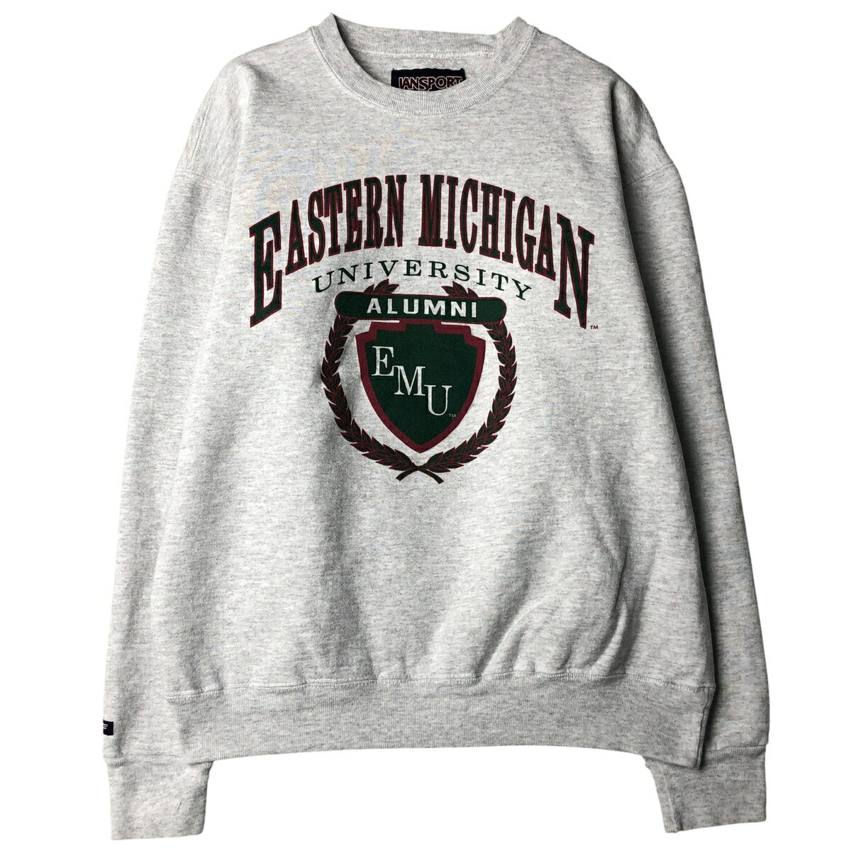 Rakuten - 古着 90'S ジャンスポーツ JANSPORT 3連プリント カレッジスウェットシャツ トレーナー メンズL相当 ヴィンテージ /eaa606065 【中古】 【260110】 【NH-2508】 グレー系 春夏秋冬