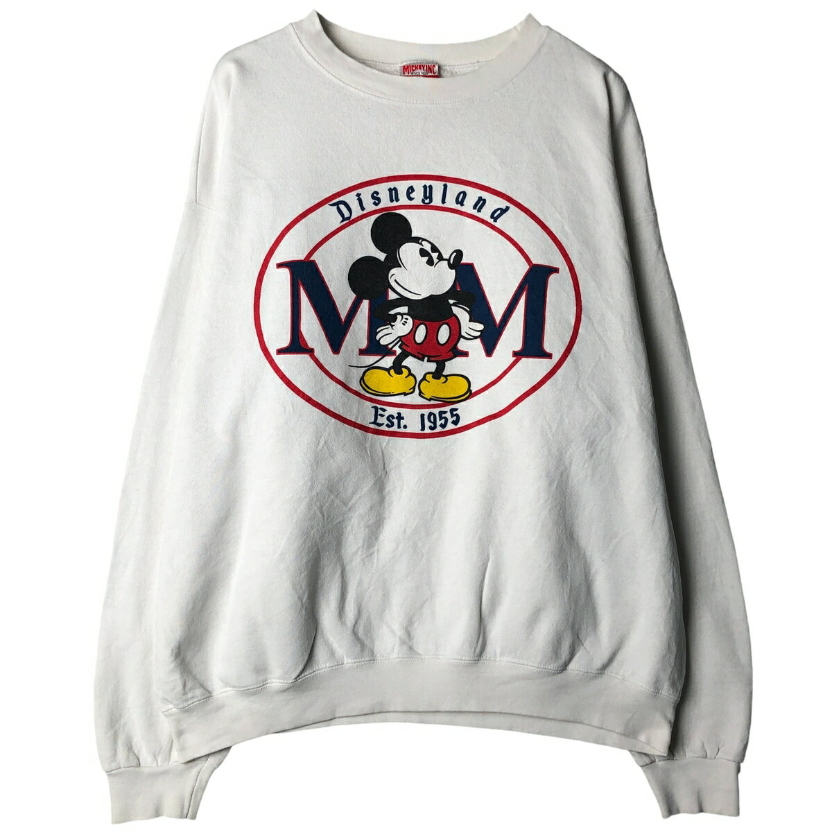 運動褲 - 古着 90'S MICKEY INC MICKEY MOUSE ミッキーマウス キャラクタースウェットシャツ トレーナー USA製 メンズXXL相当 ヴィンテージ /eaa606082 【中古】 【260110】 【NH-2508】 ホワイト系 春夏秋冬