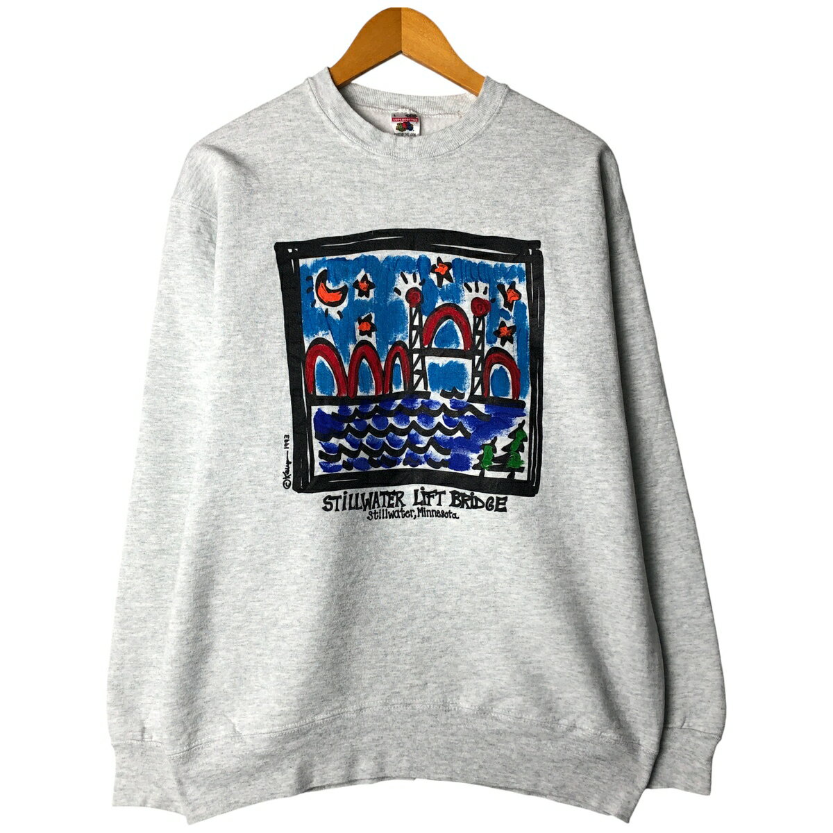 古着 90'S フルーツオブザルーム FRUIT OF THE LOOM SUPER COTTON プリントスウェットシャツ トレーナー USA製 メンズL相当 ヴィンテージ /eaa606533   