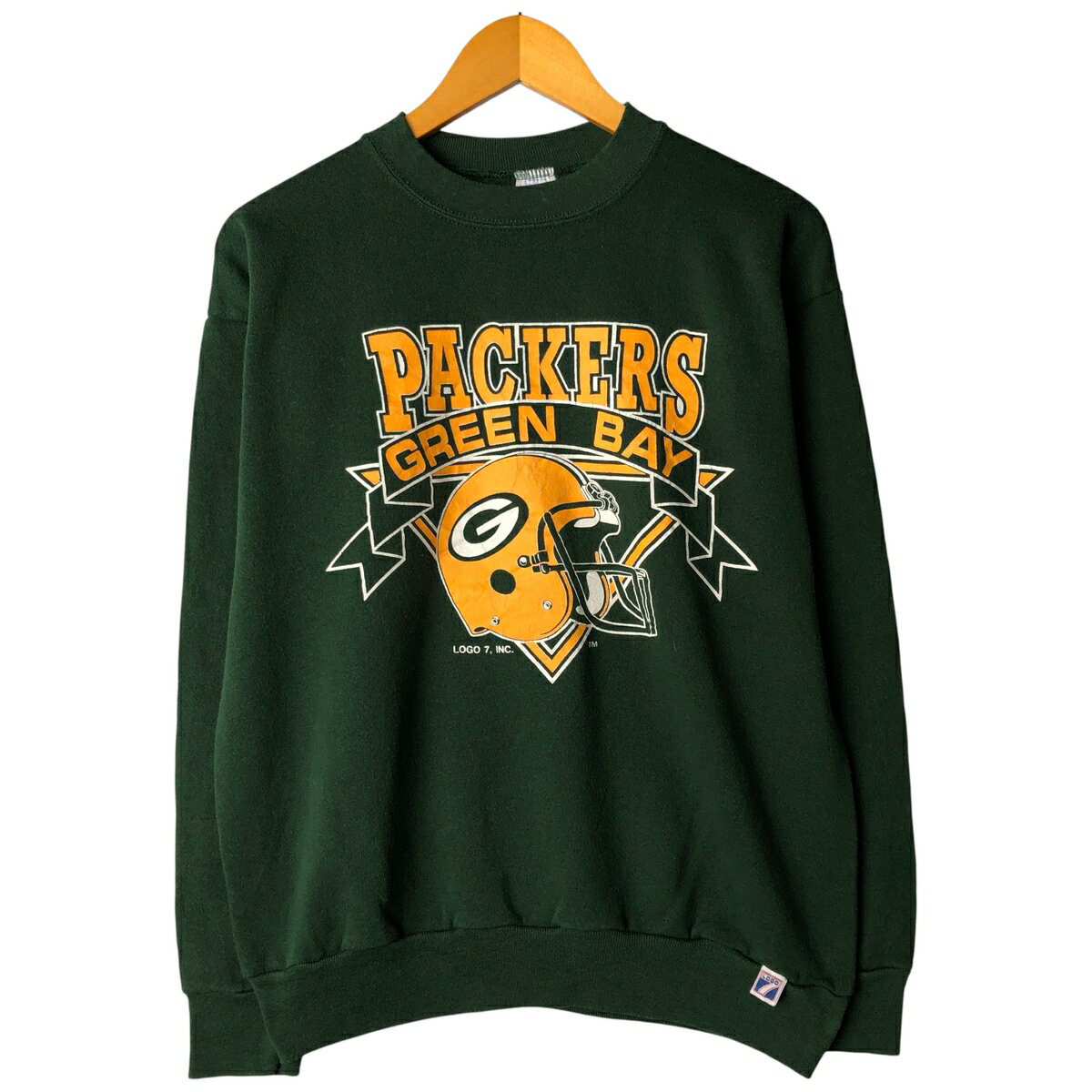 樂天商城 - 古着 90'S LOGO 7 NFL グリーンベイパッカーズ プリントスウェットシャツ トレーナー USA製 メンズL相当 ヴィンテージ /eaa606704 【中古】 【260109】 グリーン系 春夏秋冬