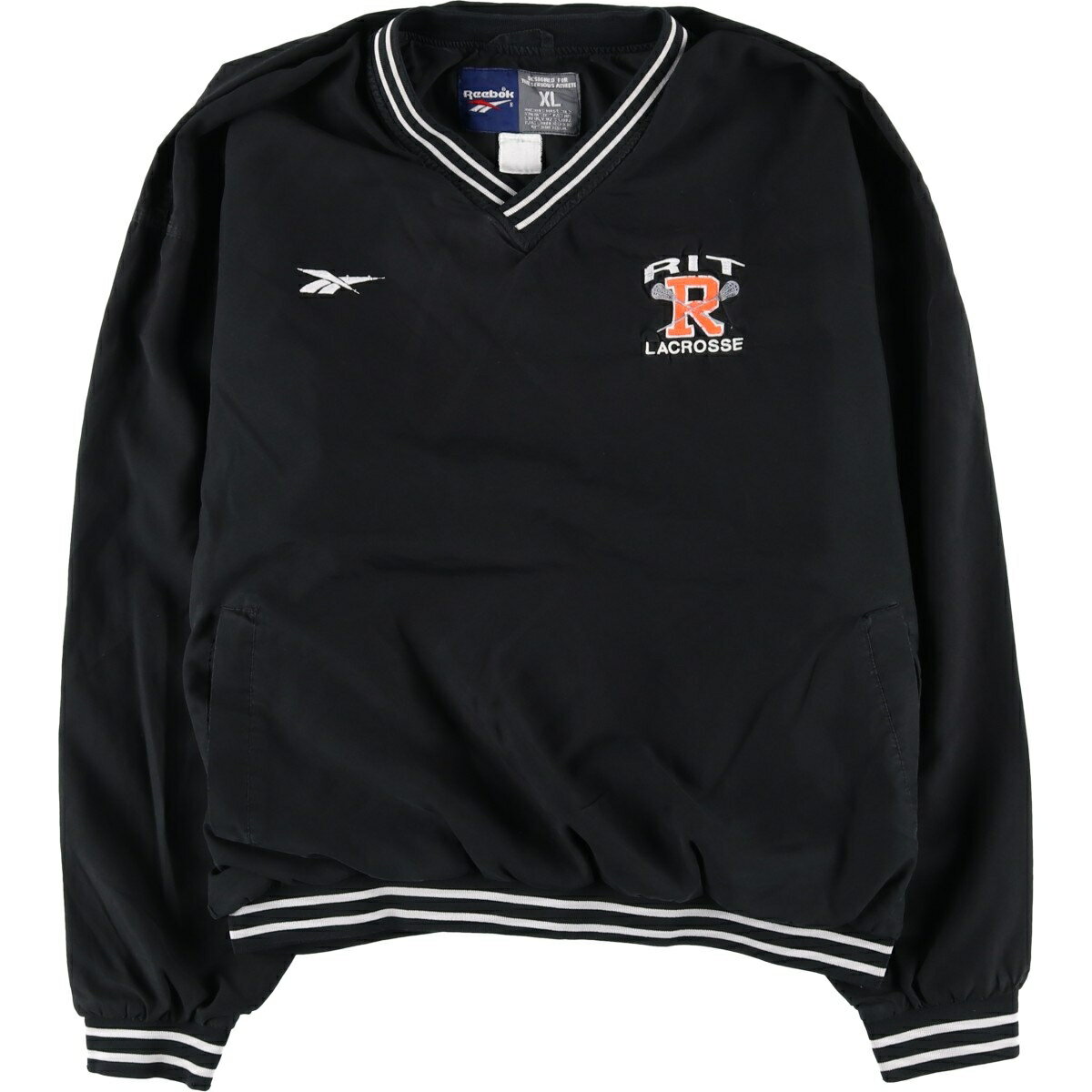 Rakuten - 古着 90~00'S リーボック Reebok Vネック カレッジ ウォームアッププルオーバー メンズXL相当 /eaa606851 【中古】 【260115】 ブラック系 春秋冬