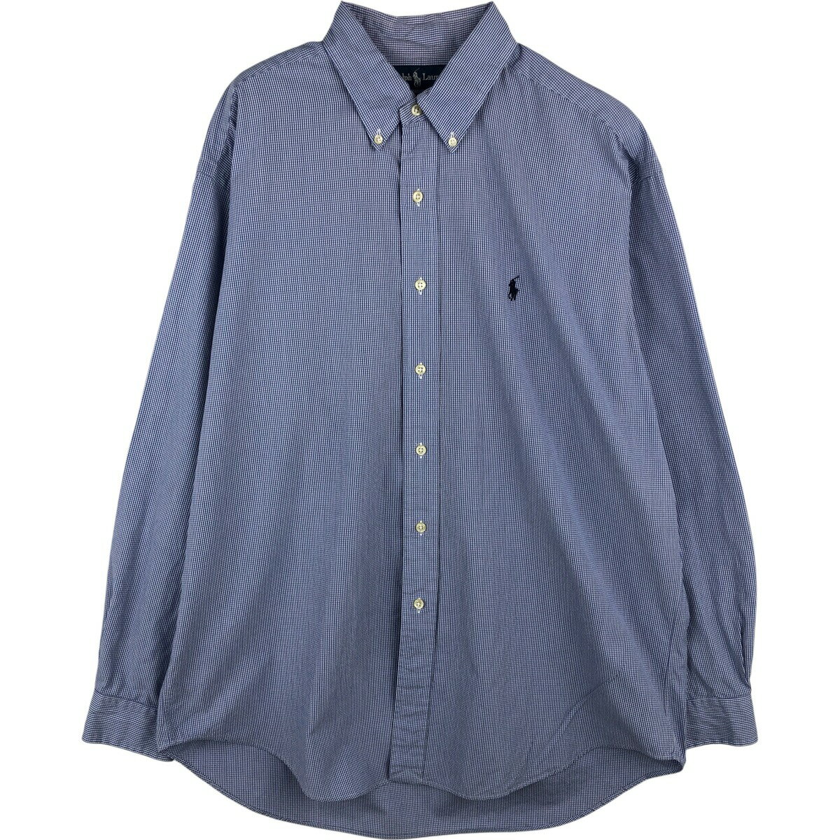 樂天商城 - 古着 ラルフローレン Ralph Lauren BLAKE 長袖 ボタンダウンチェックシャツ メンズL相当 /eaa607064 【中古】 【260202】 【NH-2508】 ブルー系 春夏秋冬