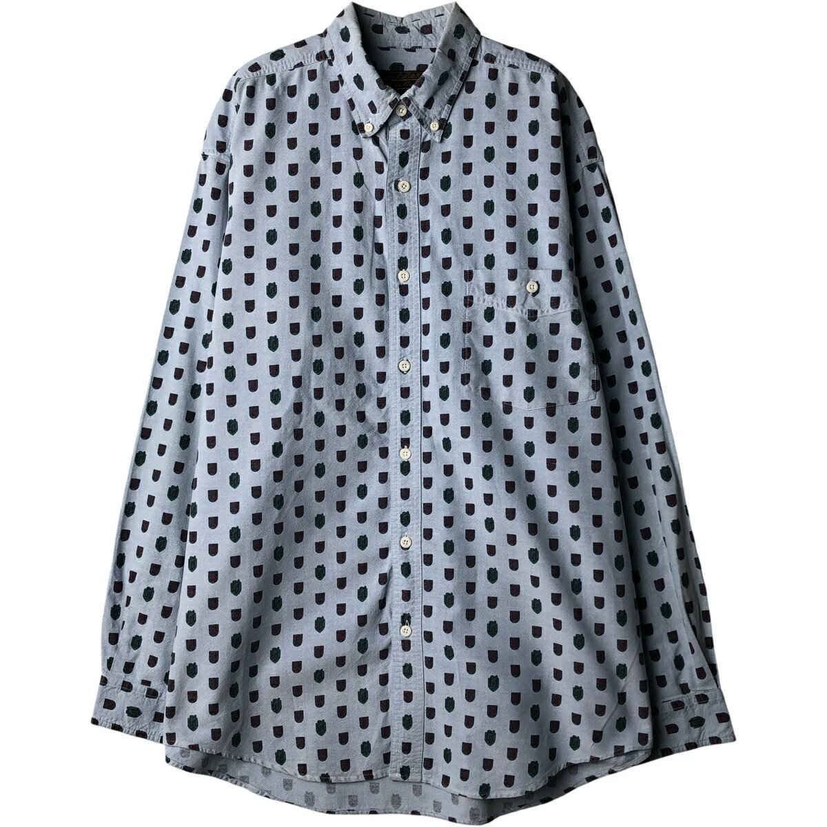 樂天商城 - 古着 80~90'S エディーバウアー Eddie Bauer 黒タグ 総柄 長袖 ボタンダウンシャツ メンズL相当 ヴィンテージ /eaa607095 【中古】 【260119】 【NH-2508】 ブルー系 春夏秋冬