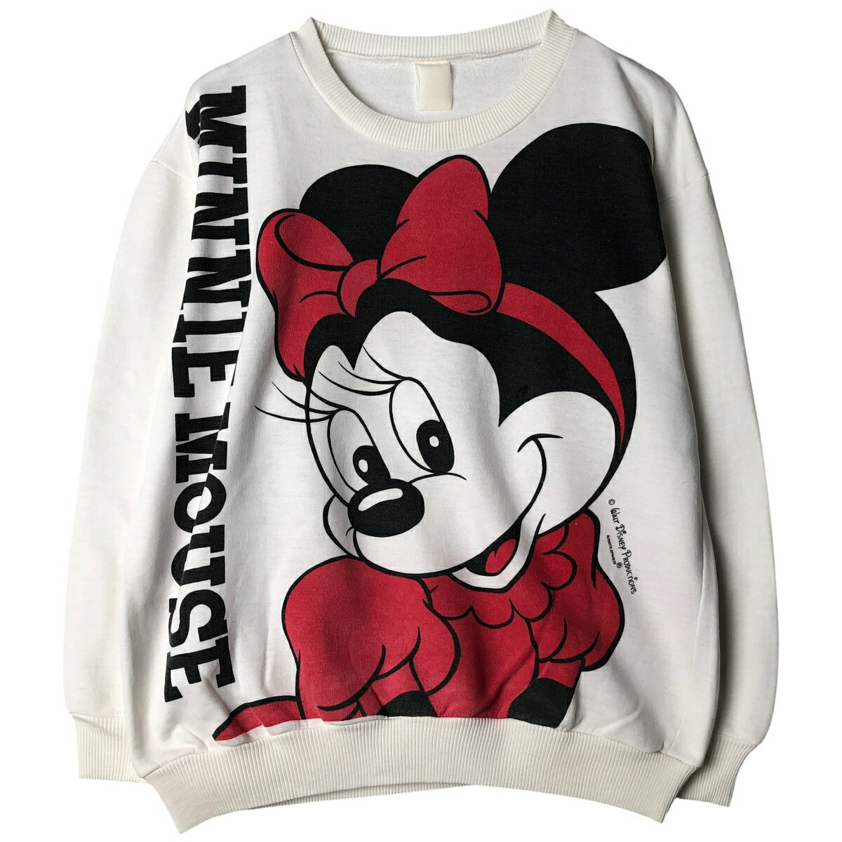 乐天商城 - 古着 MINNIE MOUSE ミニーマウス 大判プリント キャラクタースウェットシャツ トレーナー メンズL相当 /eaa607125 【中古】 【260111】 【NH-2508】 ホワイト系 春夏秋冬