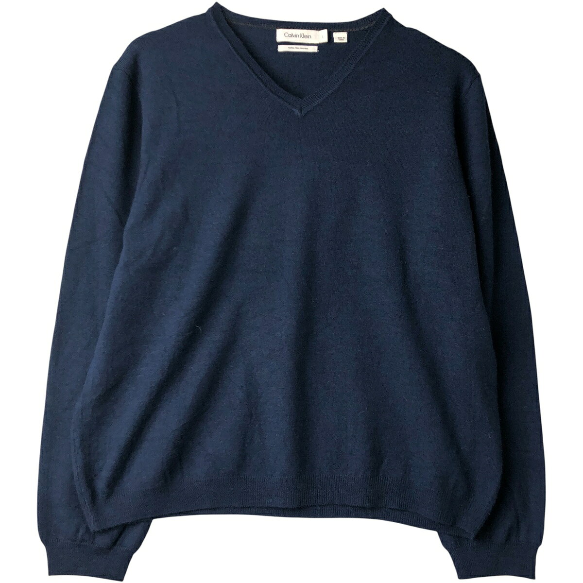 Calvin Klein メリノウール混ニット L (日本XL相当) ネイビー ニット 