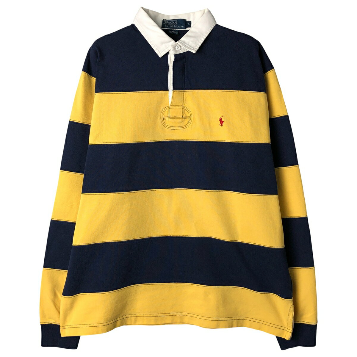 Rakuten - 古着 ラルフローレン Ralph Lauren POLO by Ralph Lauren ボーダー柄 長袖 ラガーシャツ メンズL相当 /eaa607517 【中古】 【260119】 【NH-2508】 【SS2606_10】