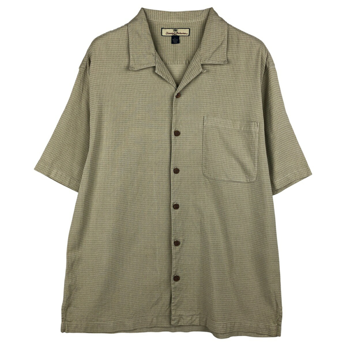 Rakuten - 古着 トミーバハマ TOMMY BAHAMA チェック柄 半袖 オープンカラー シルクシャツ ボックスシャツ メンズL相当 ヴィンテージ /eaa607615 【中古】 【260117】 【NH-2508】 イエロー系 春夏