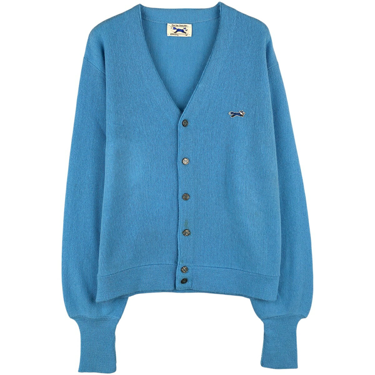 樂天商城 - 古着 70~80'S ジェイシーペニー J.C.Penney The Fox Sweater アクリルニットカーディガン メンズM相当 ヴィンテージ /eaa607663 【中古】 【260206】 【NH-2508】 ブルー系 春秋冬
