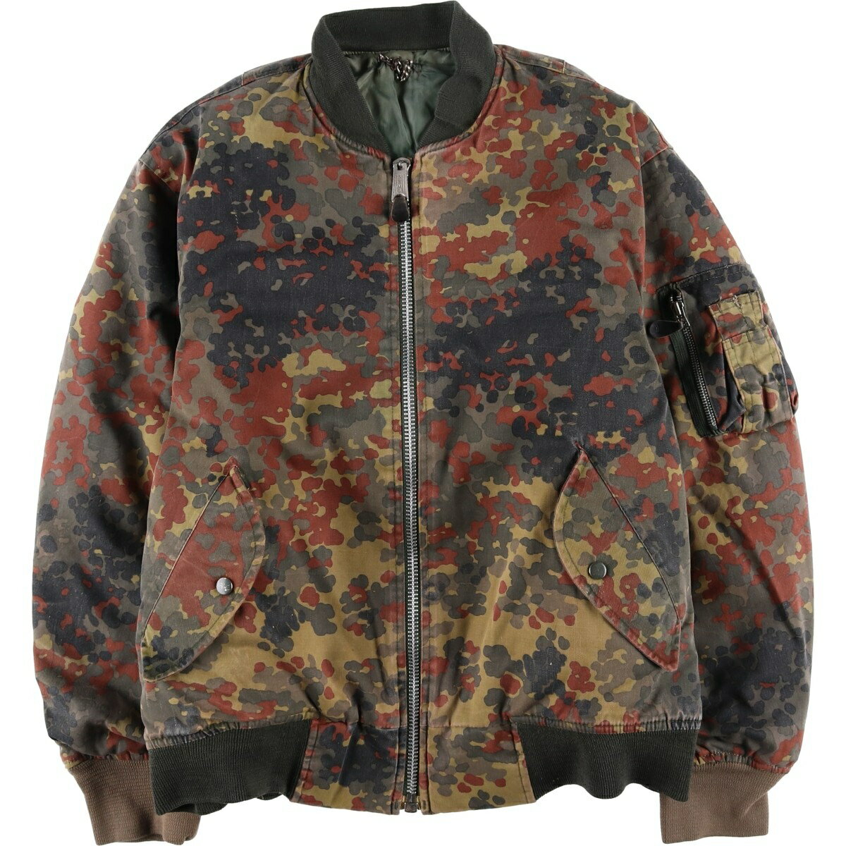 Rakuten - 古着 民間品 MA-1タイプ 迷彩柄 中綿入り ミリタリー フライトジャケット メンズL相当 /eaa607945 【中古】 【260120】 カーキ系 春秋冬